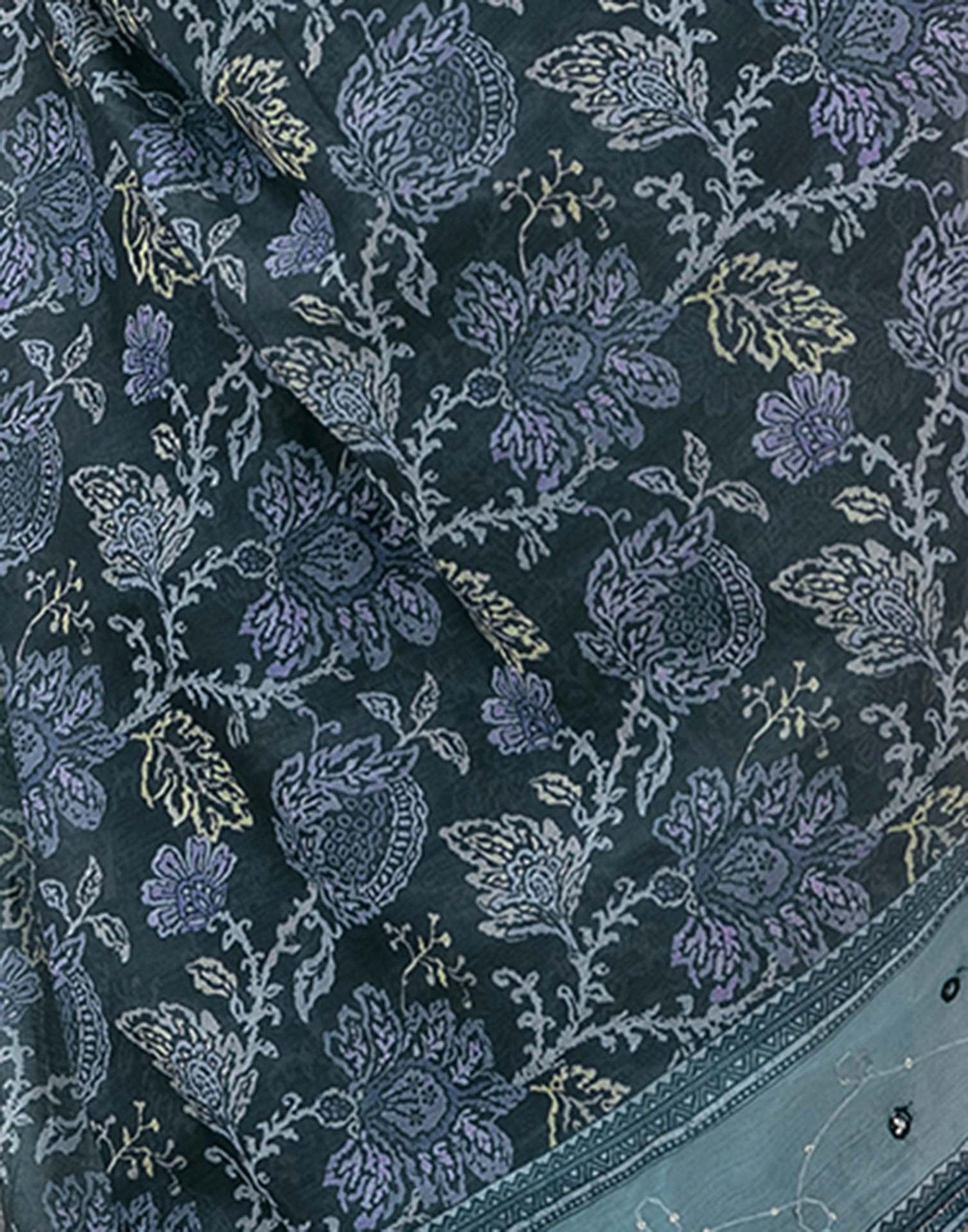 Green Cotton Embroidery Printed Saree