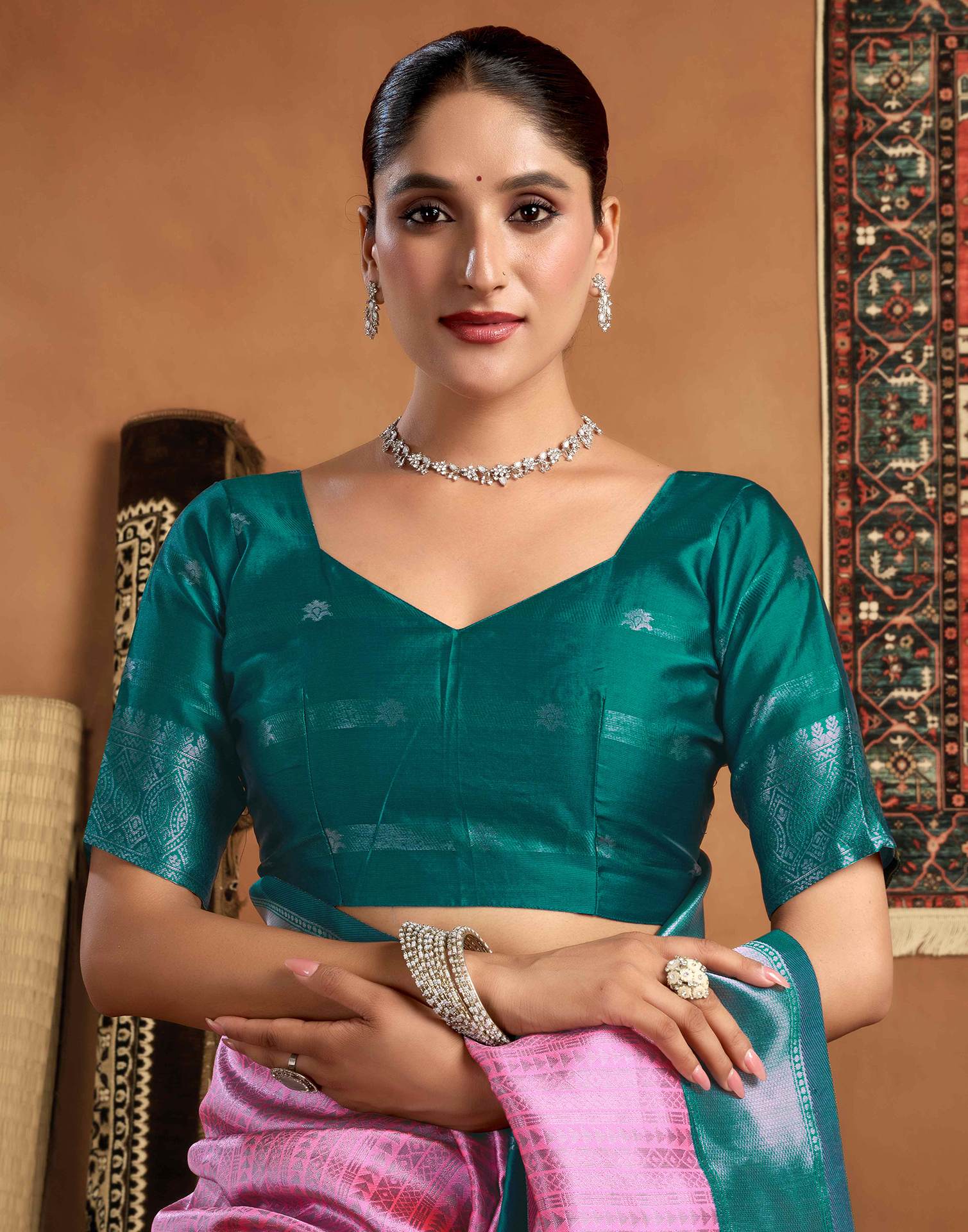 Pink Silk Woven Kanjivaram Saree