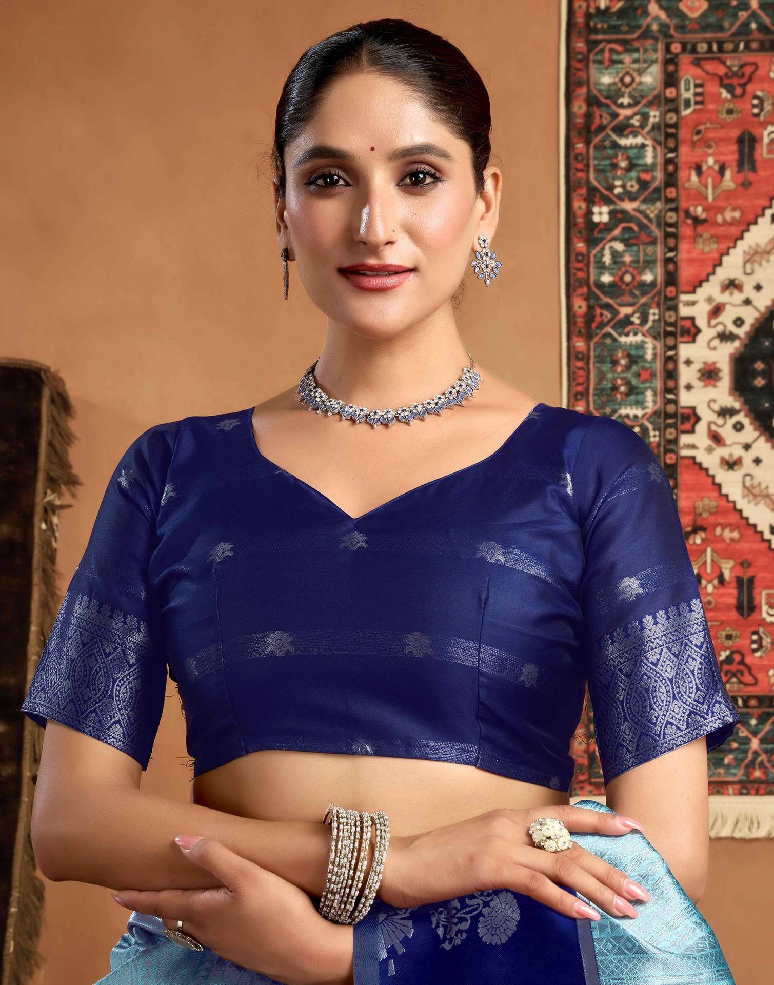 Turquoise Silk Woven Kanjivaram Saree