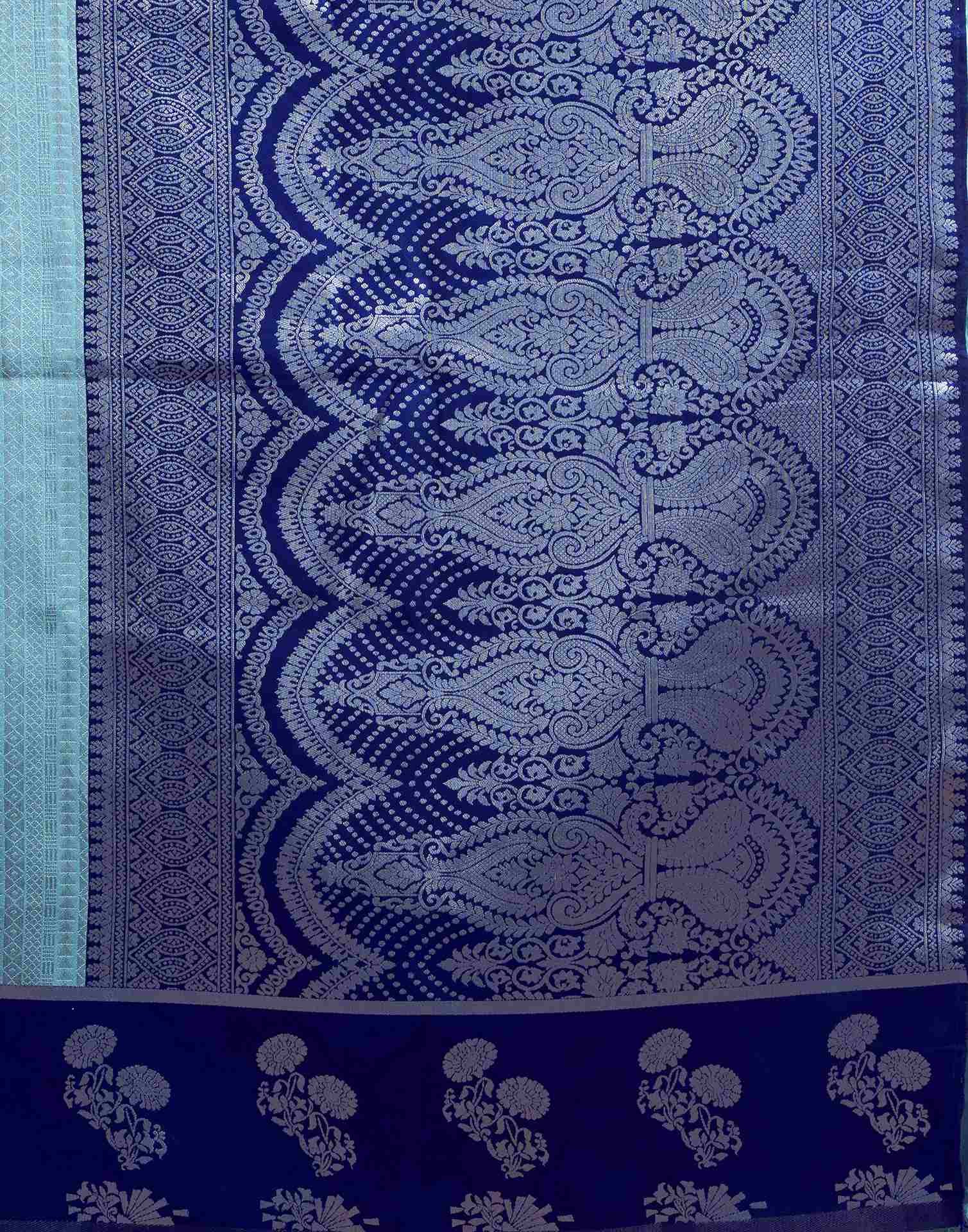 Turquoise Silk Woven Kanjivaram Saree