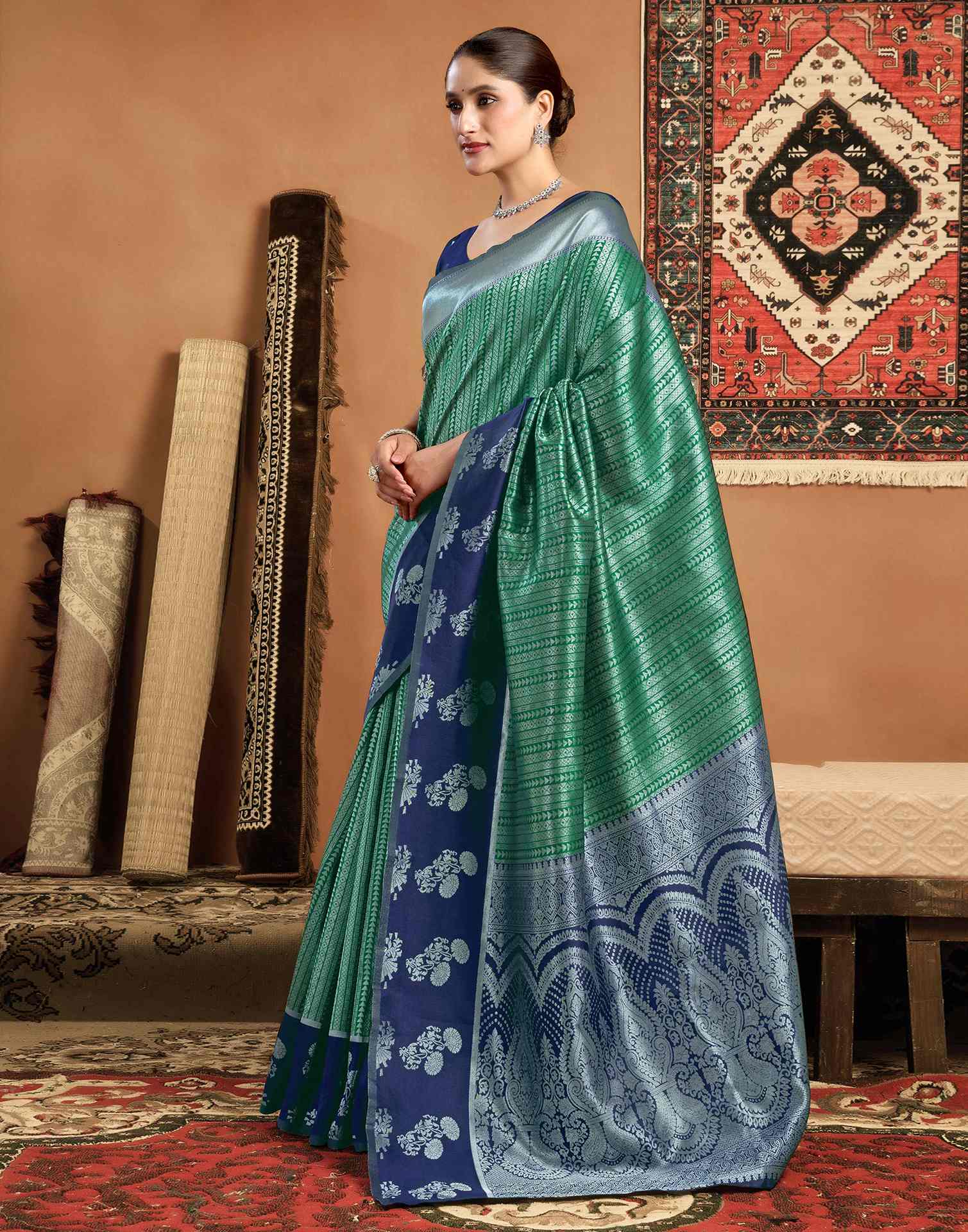 Green Silk Woven Kanjivaram Saree