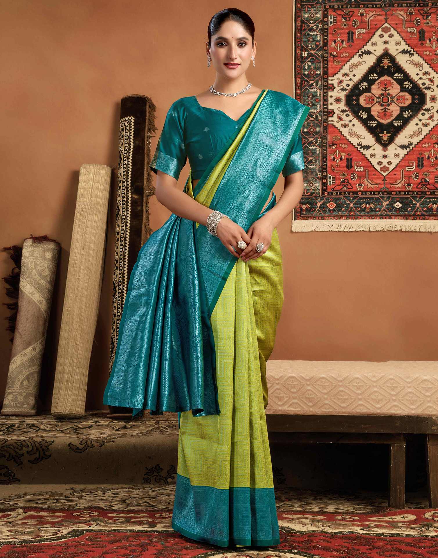 Green Silk Woven Kanjivaram Saree