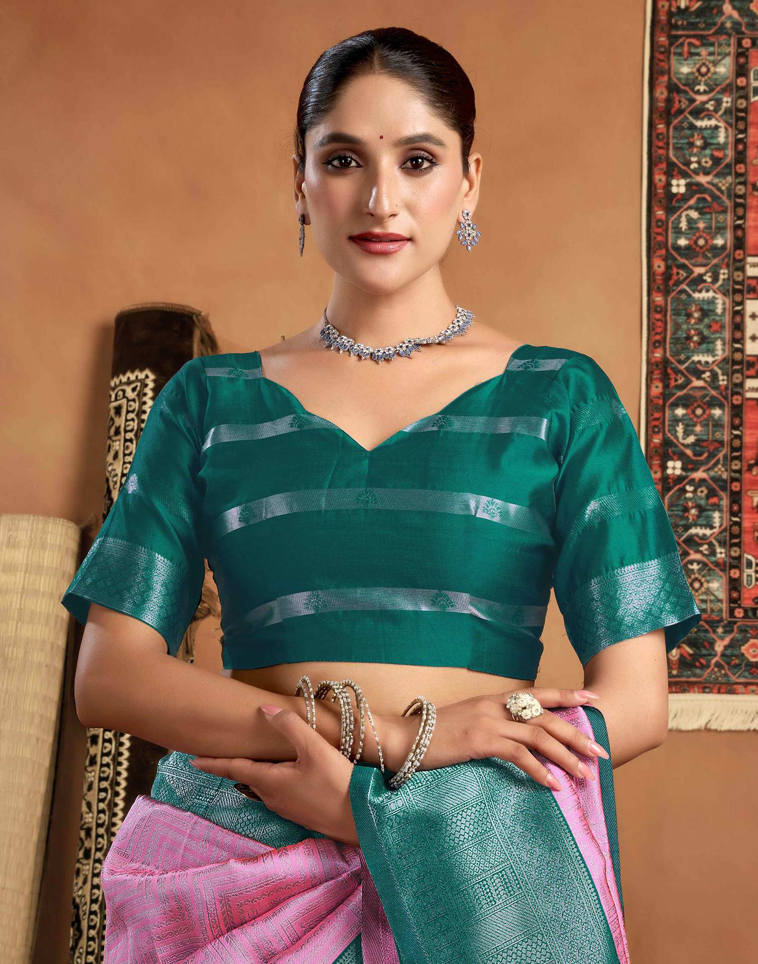 Pink Silk Woven Kanjivaram Saree