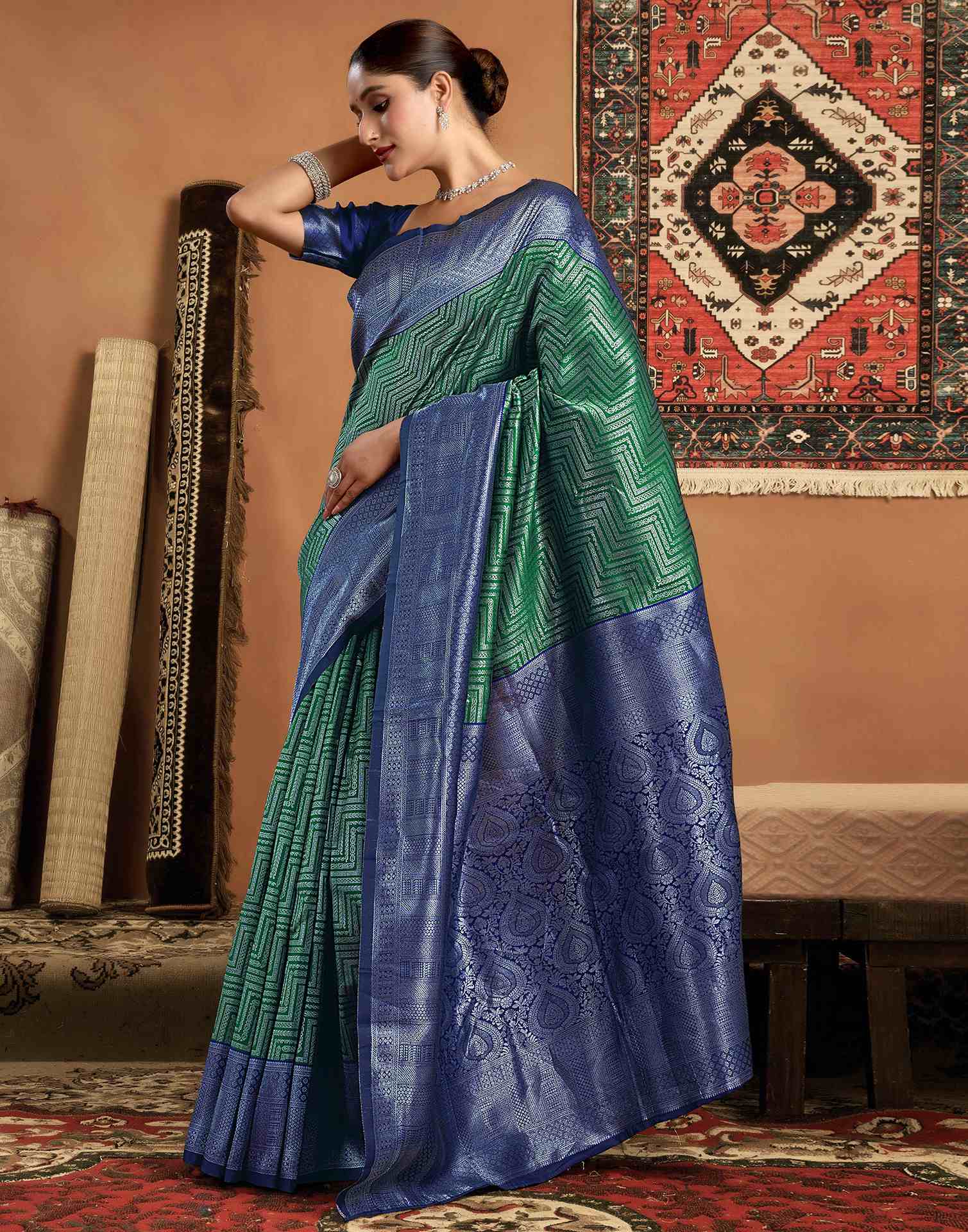 Green Silk Woven Kanjivaram Saree
