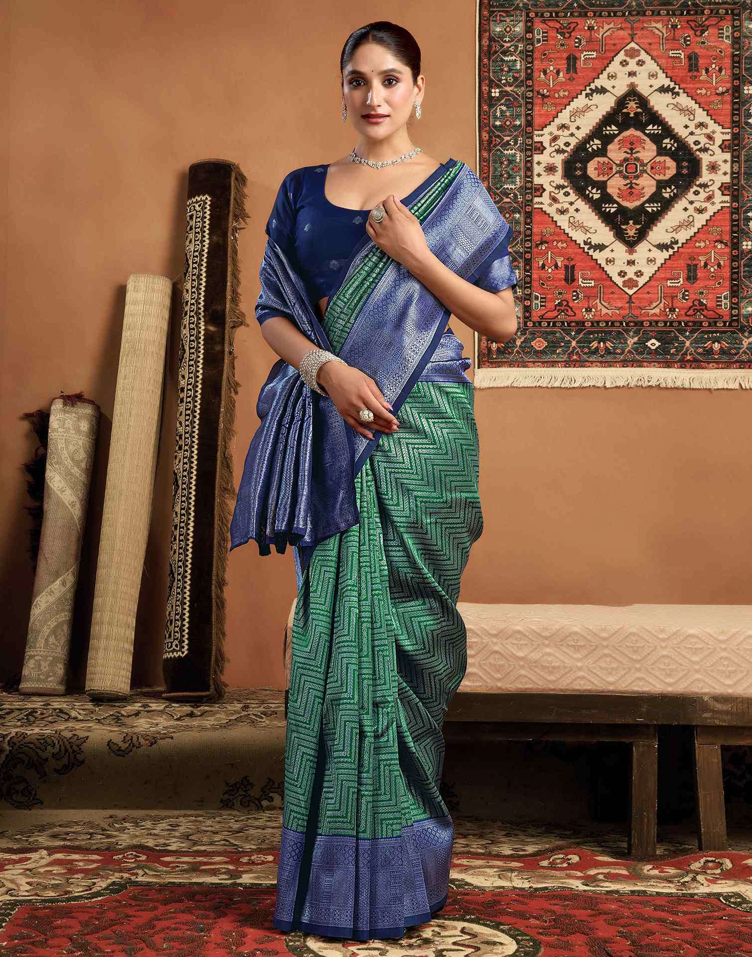 Green Silk Woven Kanjivaram Saree