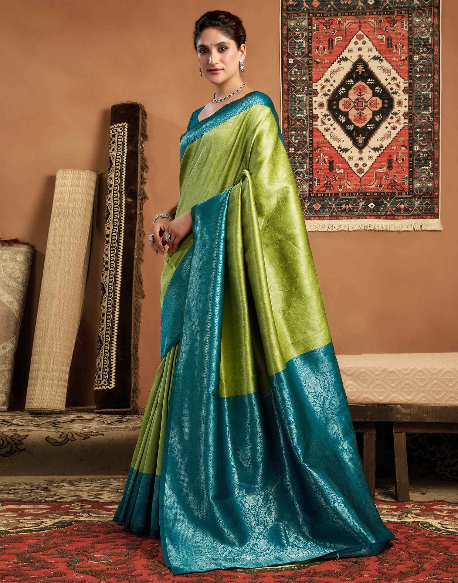 Green Silk Woven Kanjivaram Saree