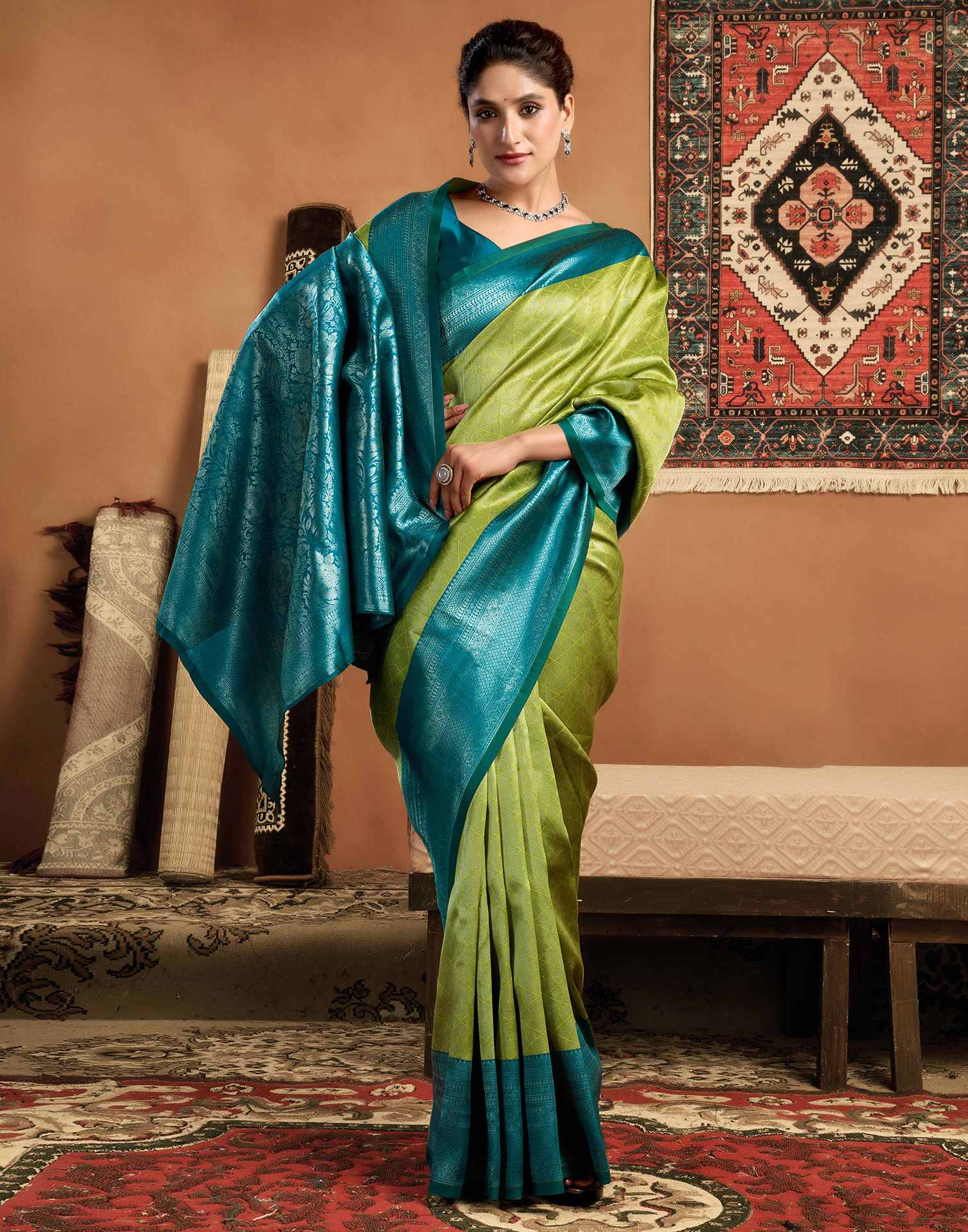 Green Silk Woven Kanjivaram Saree