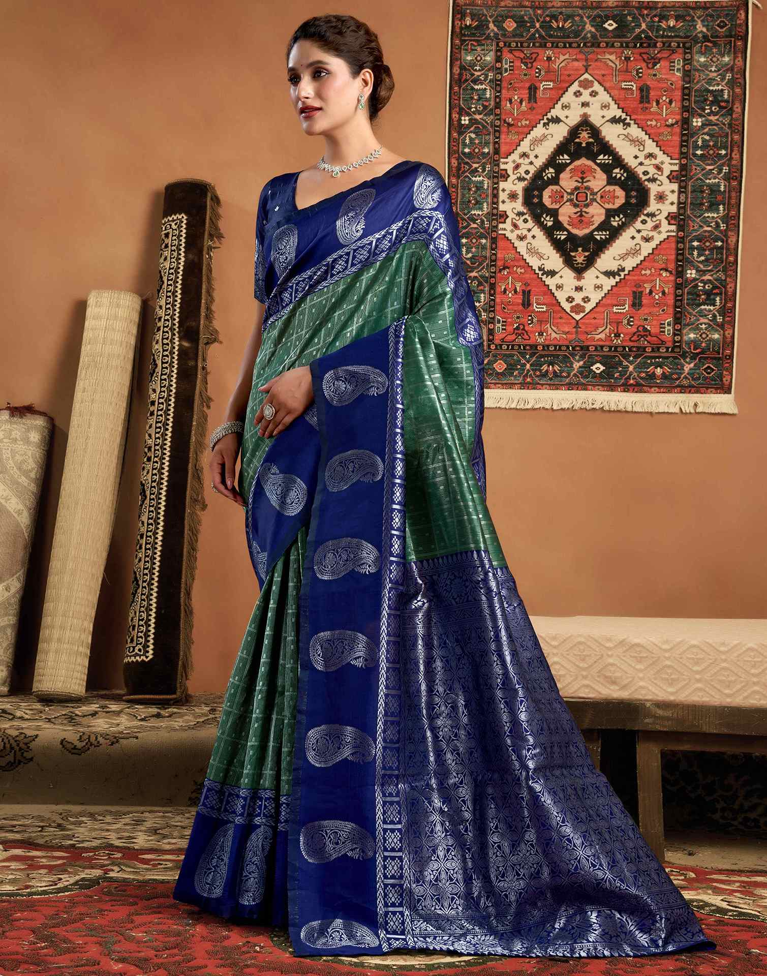 Green Silk Woven Kanjivaram Saree