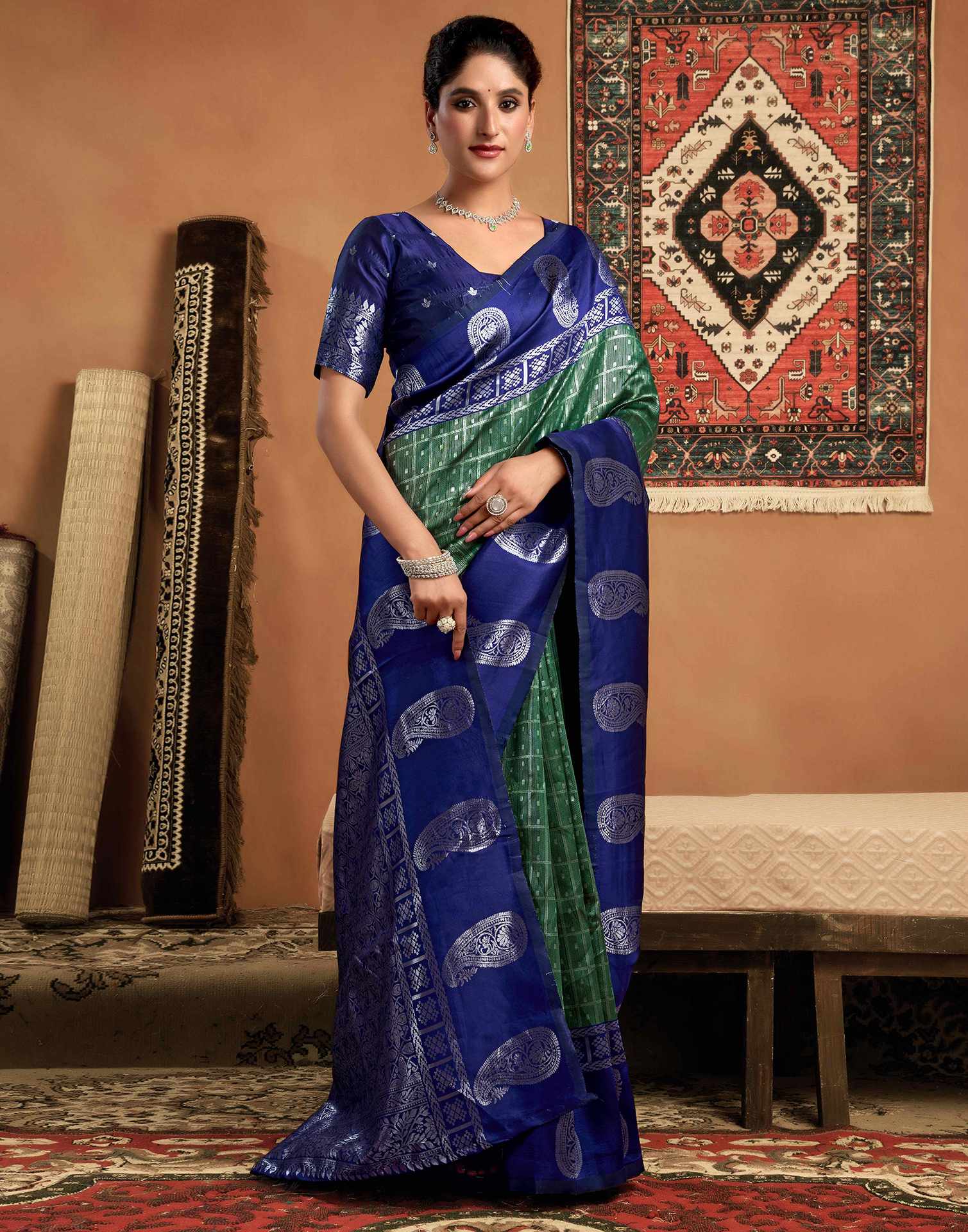 Green Silk Woven Kanjivaram Saree