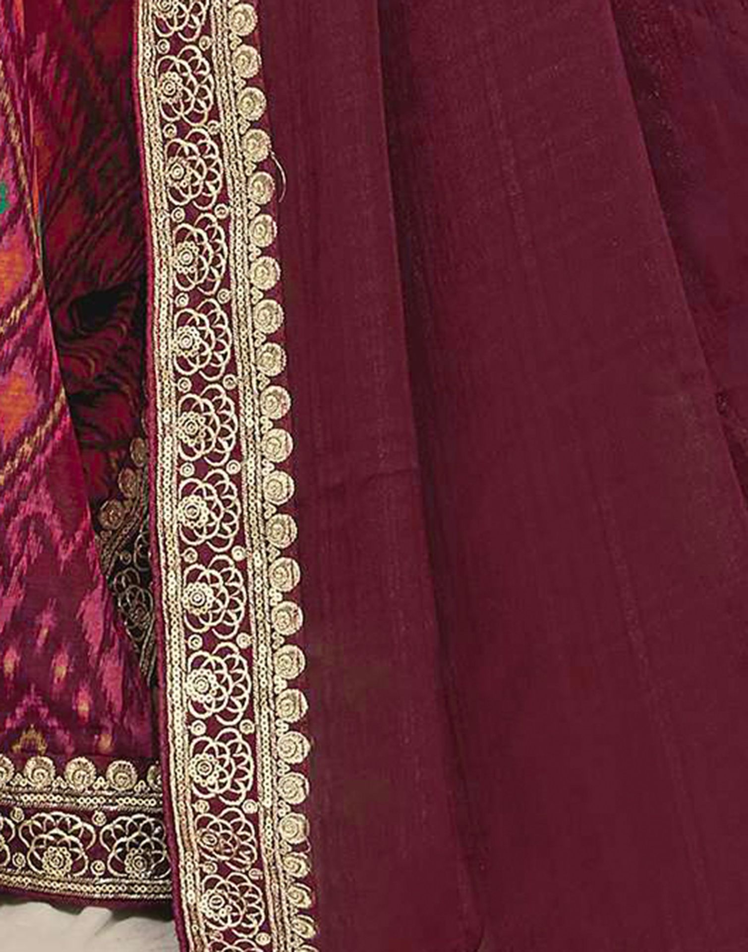 Maroon Georgette Printed Saree