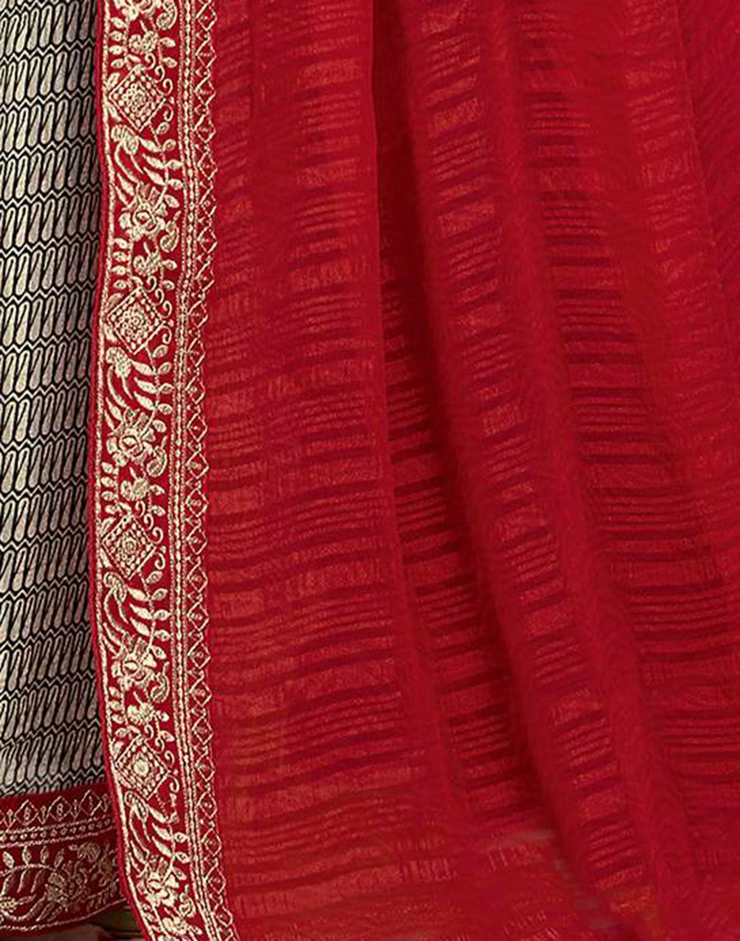 Red Georgette Printed Saree