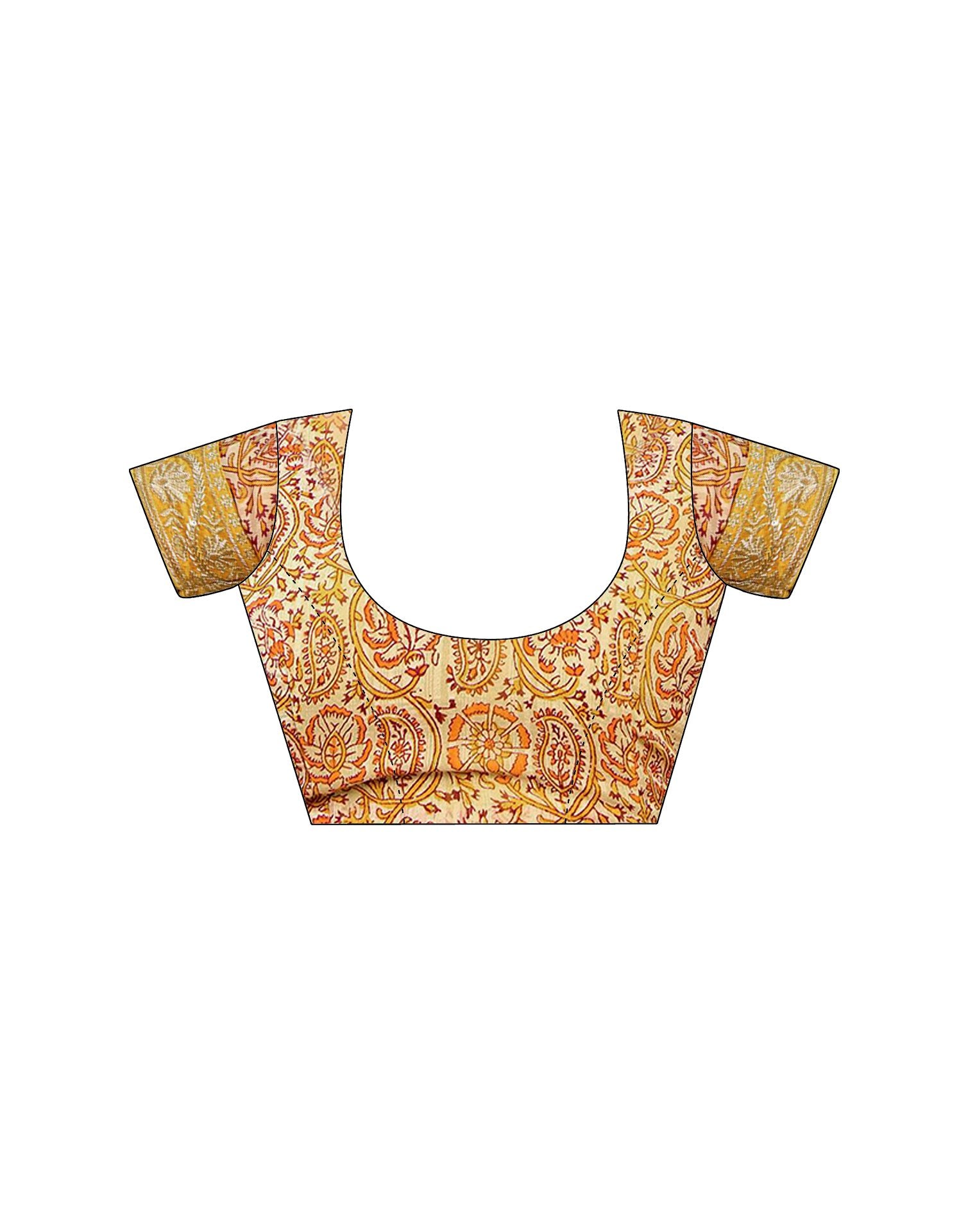 Turmeric Yellow Georgette Printed Saree