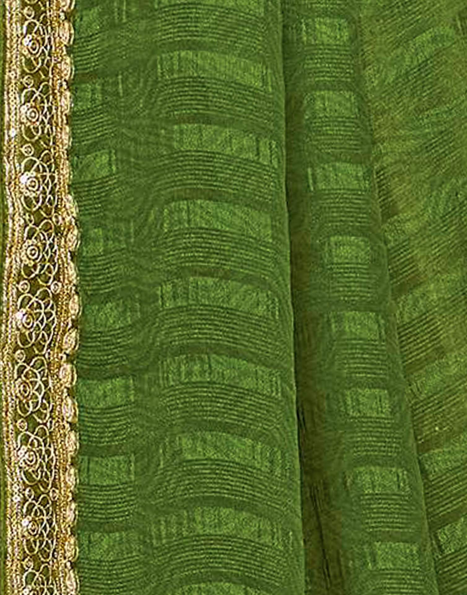 Green Georgette Printed Saree