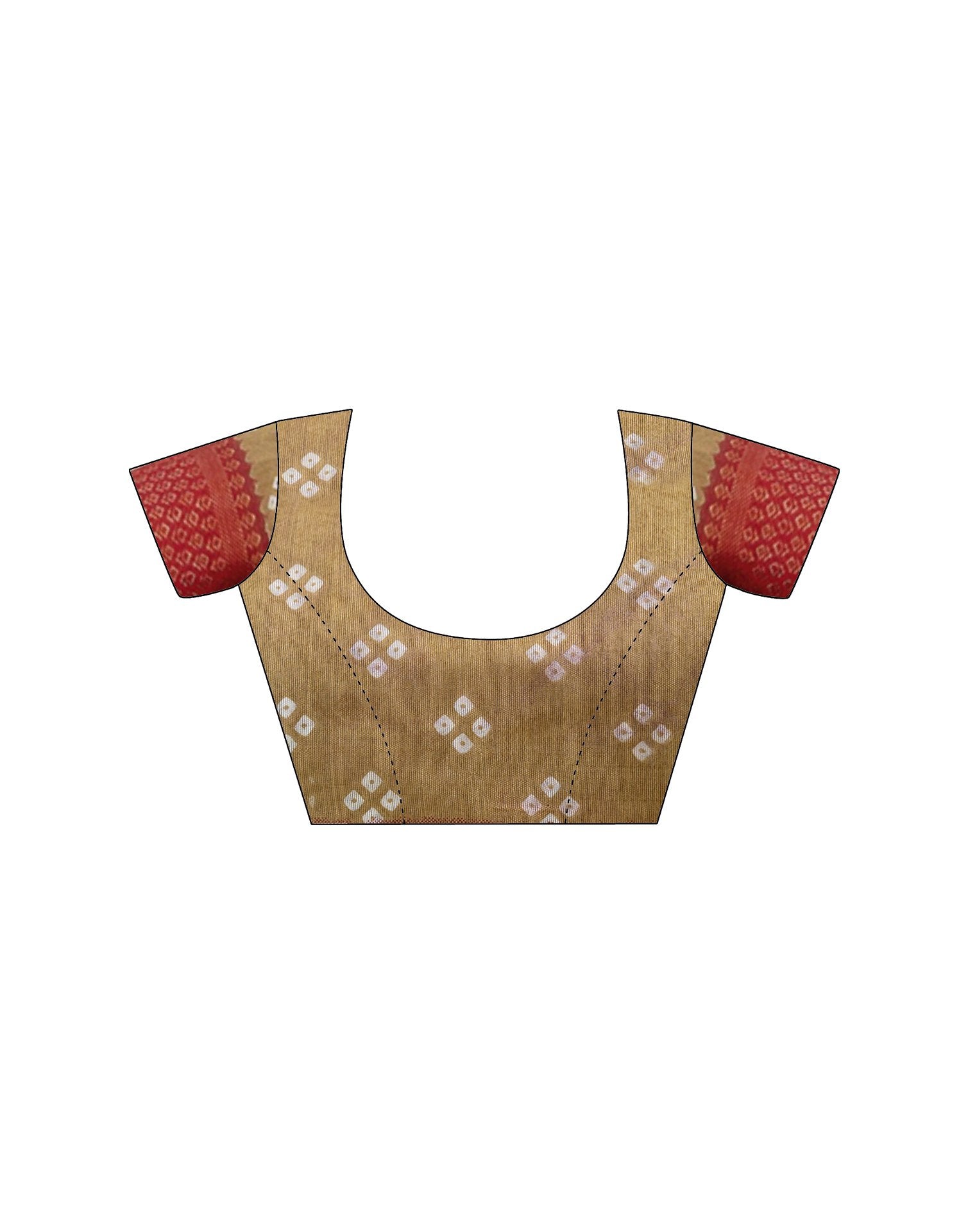 Khaki Silk Printed Bandhani Saree