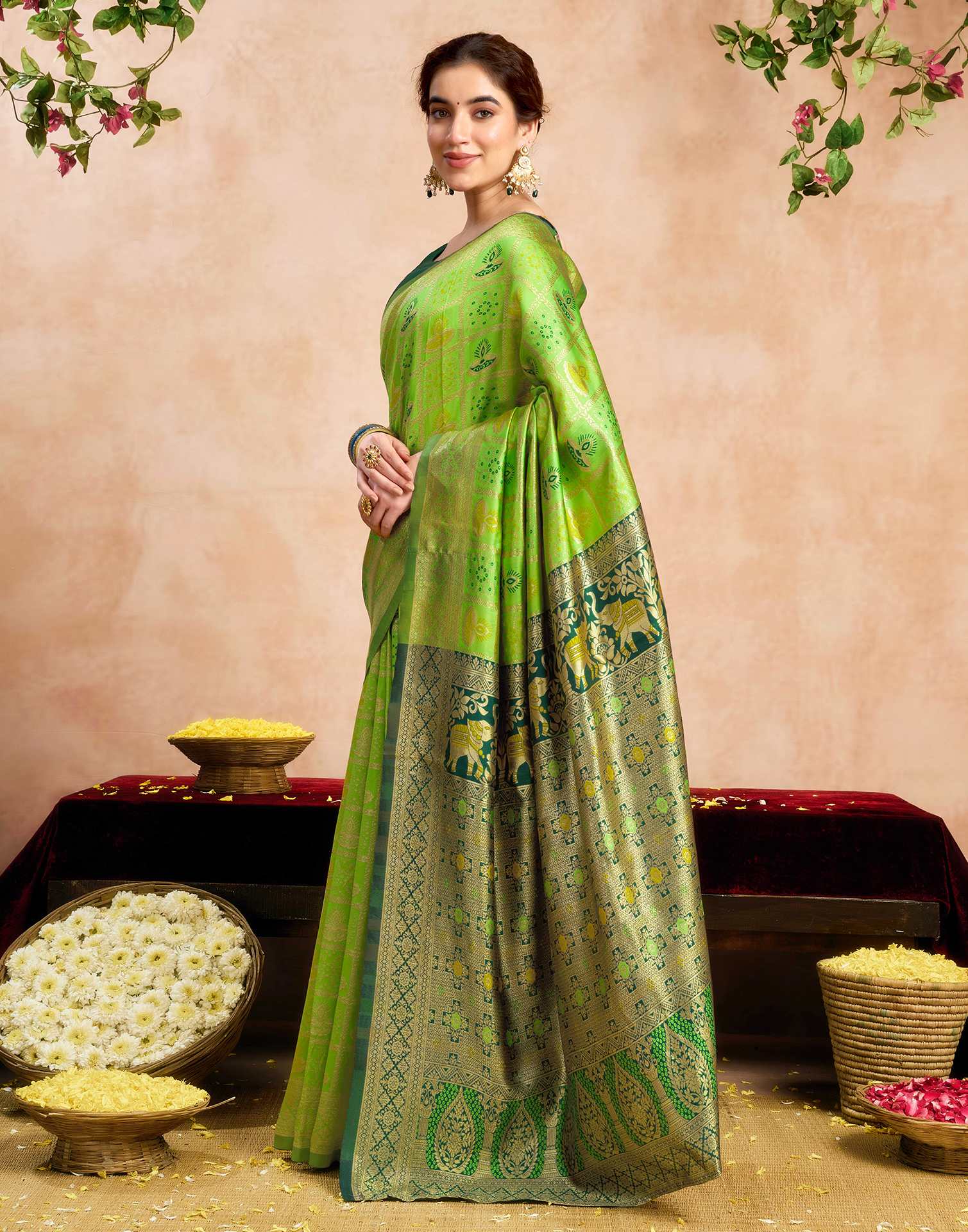 Green Silk Woven Patola Saree