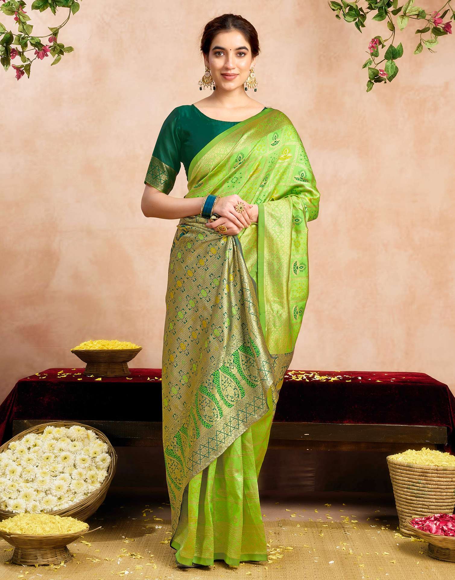 Green Silk Woven Patola Saree
