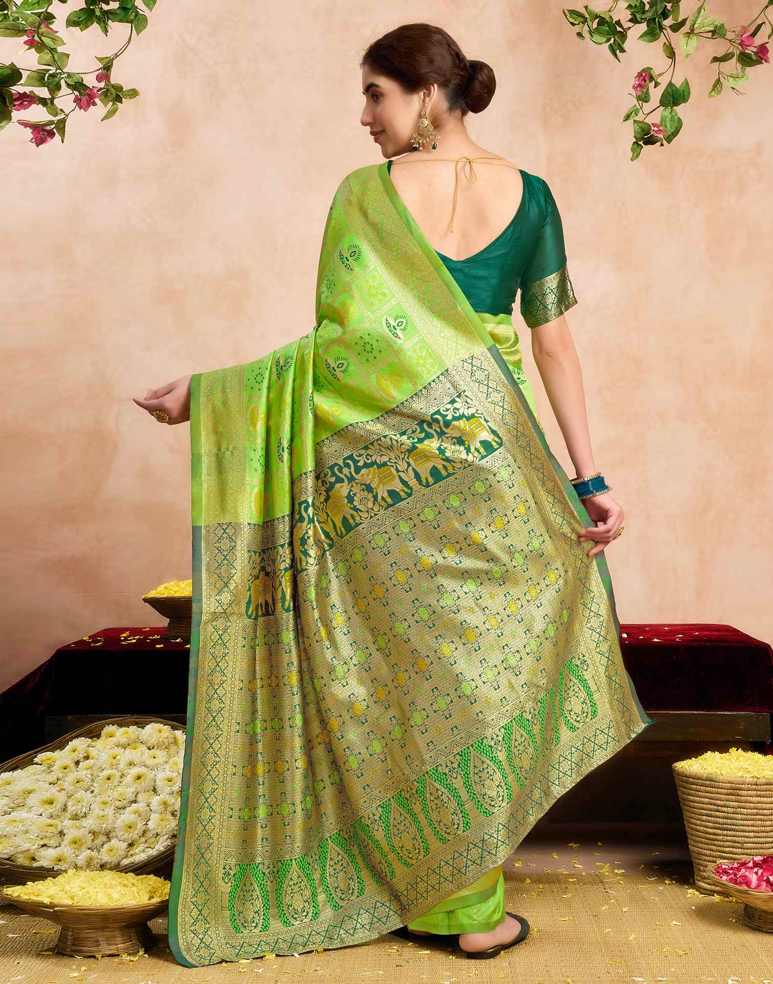 Green Silk Woven Patola Saree