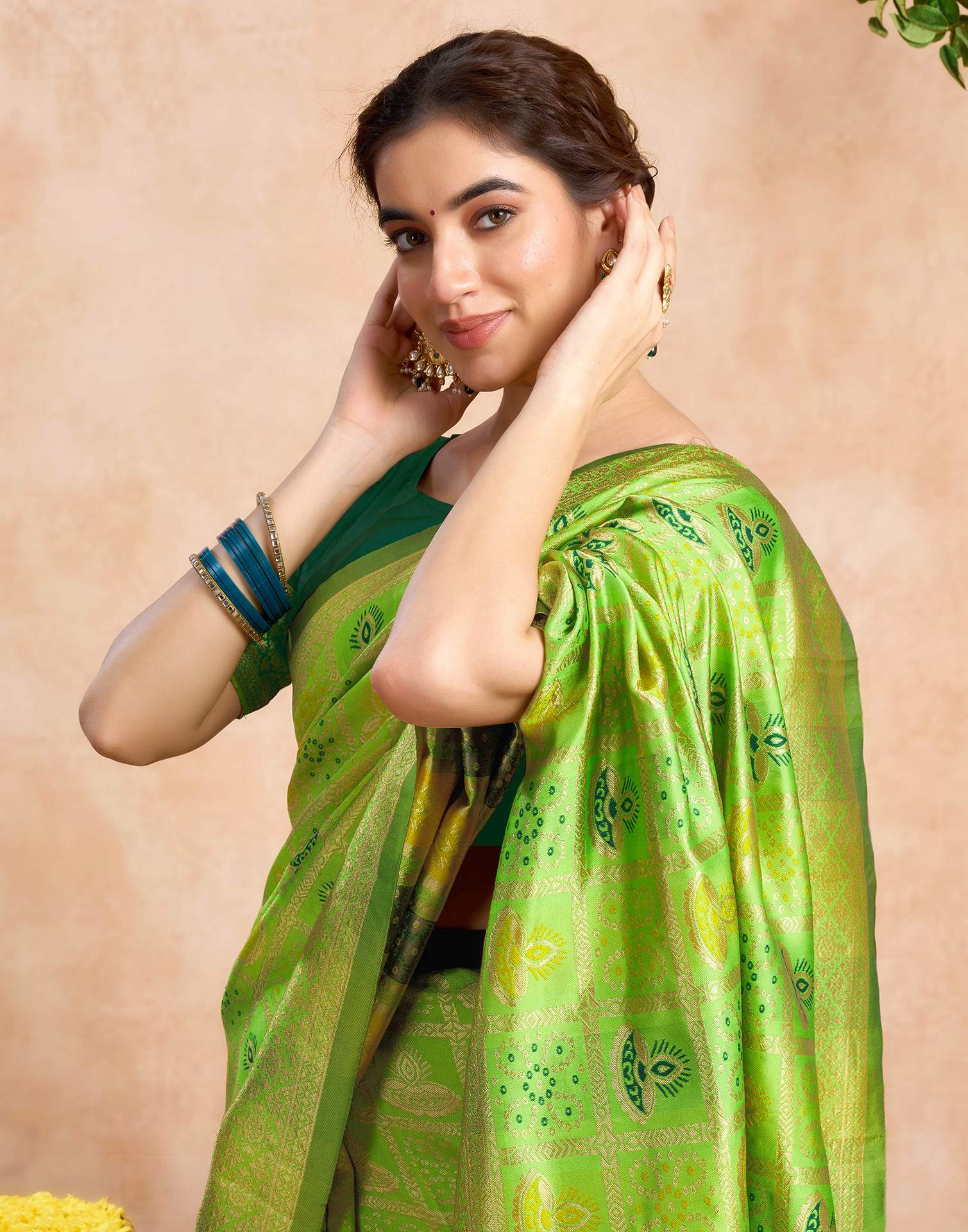 Green Silk Woven Patola Saree