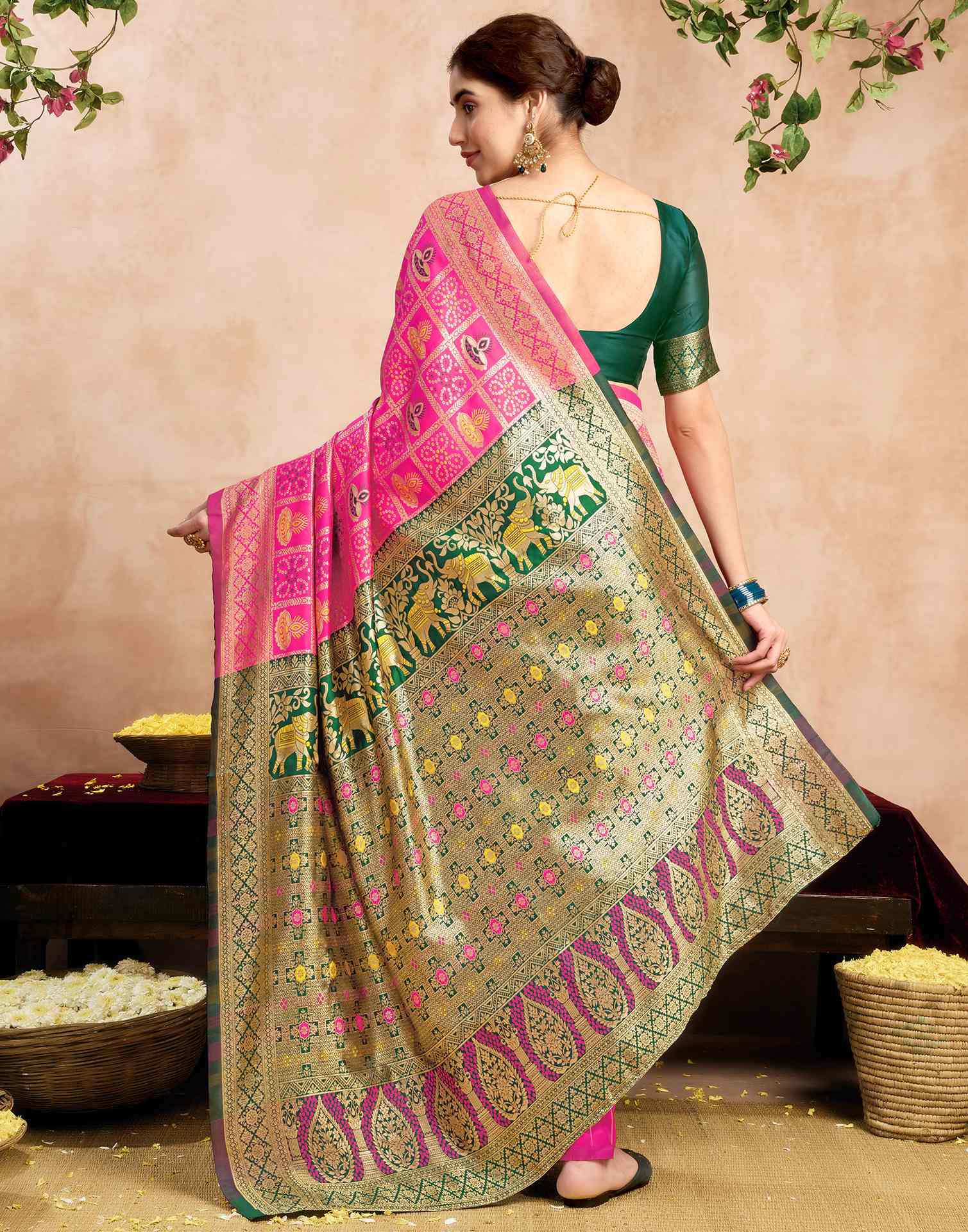 Pink Silk Woven Patola Saree