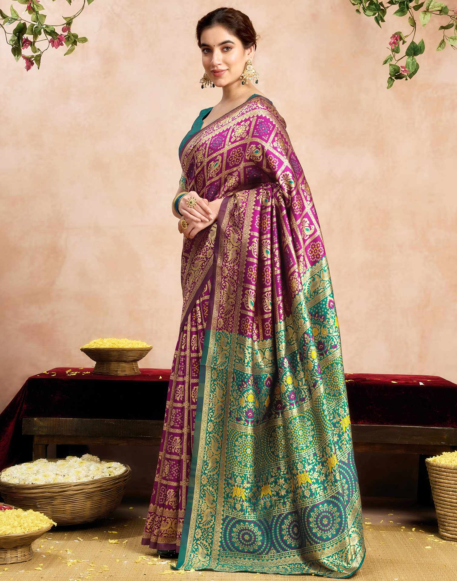 Magenta Silk Woven Patola Saree