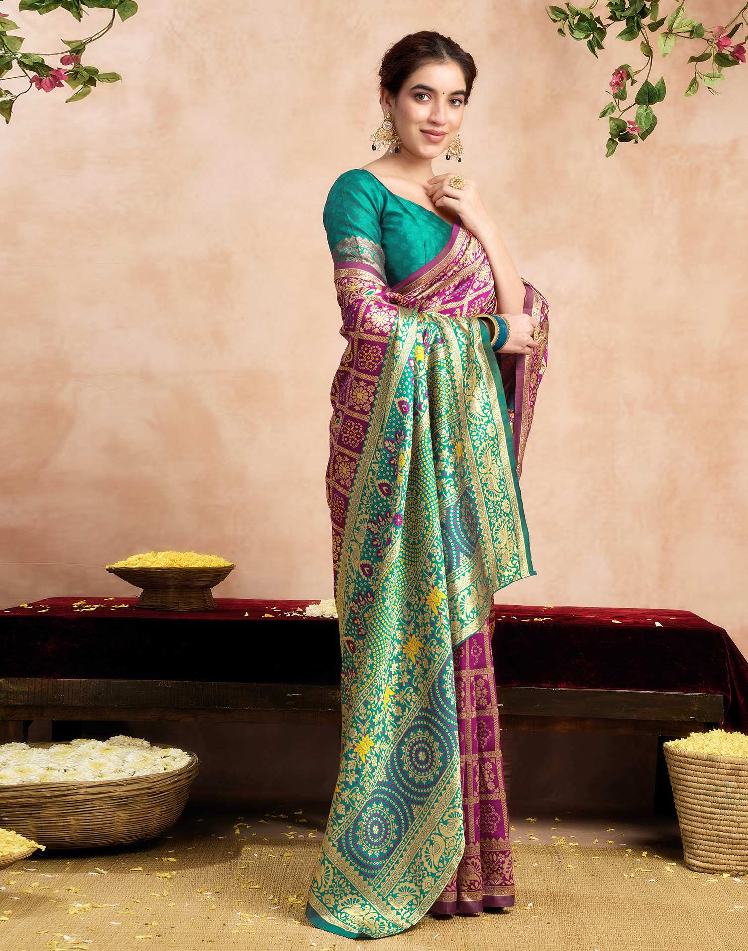 Magenta Silk Woven Patola Saree