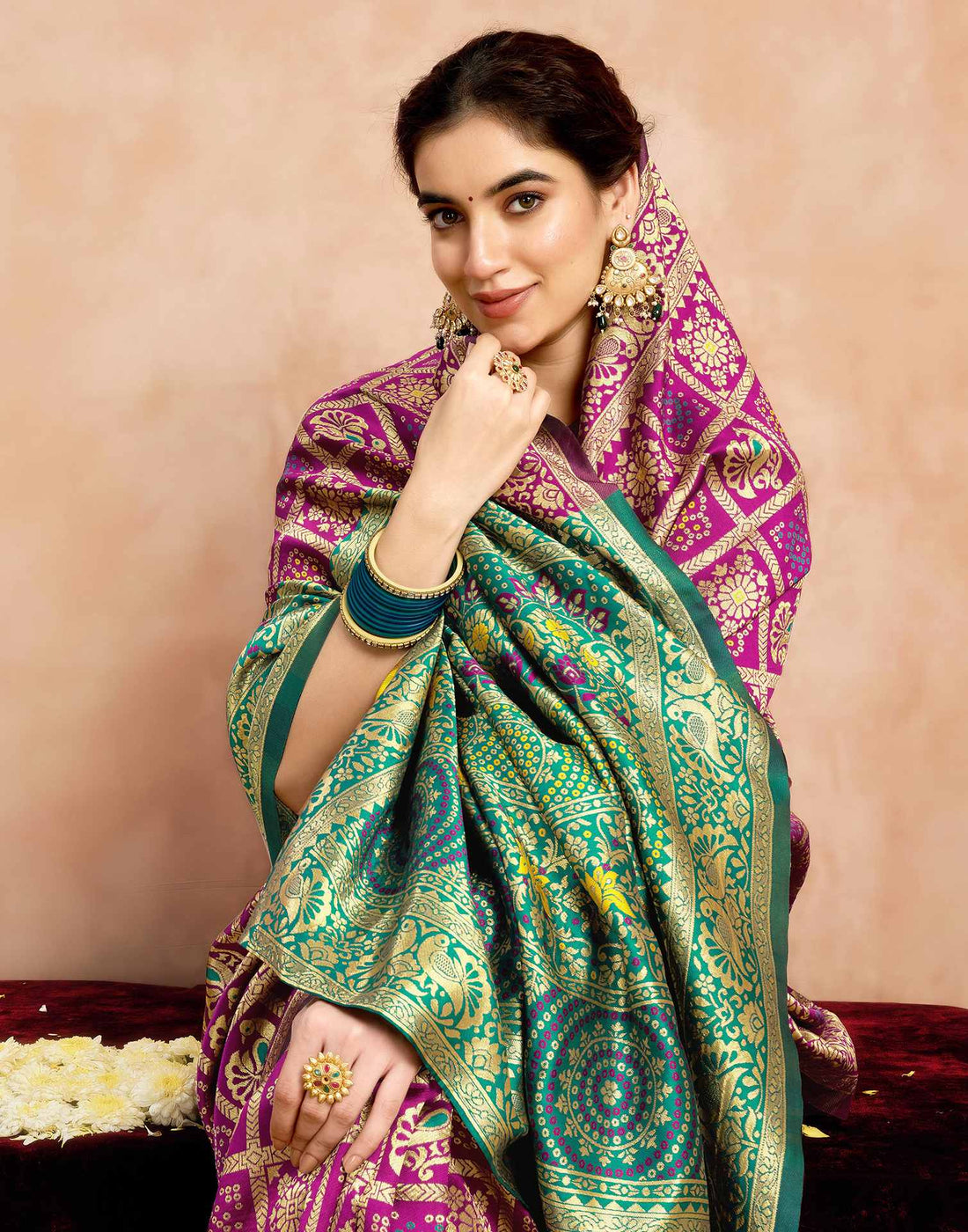 Magenta Silk Woven Patola Saree