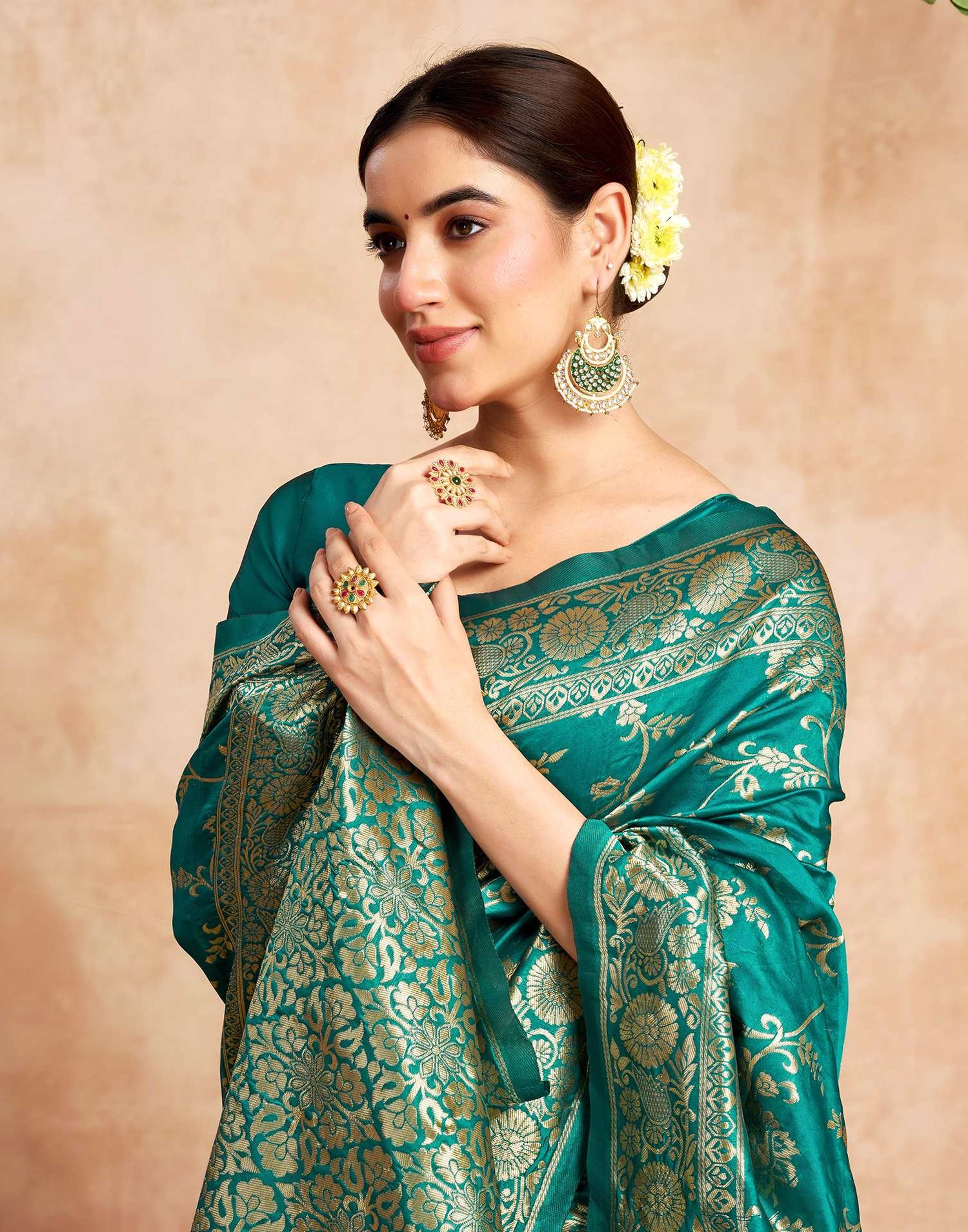 Green Silk Woven Banarasi Saree