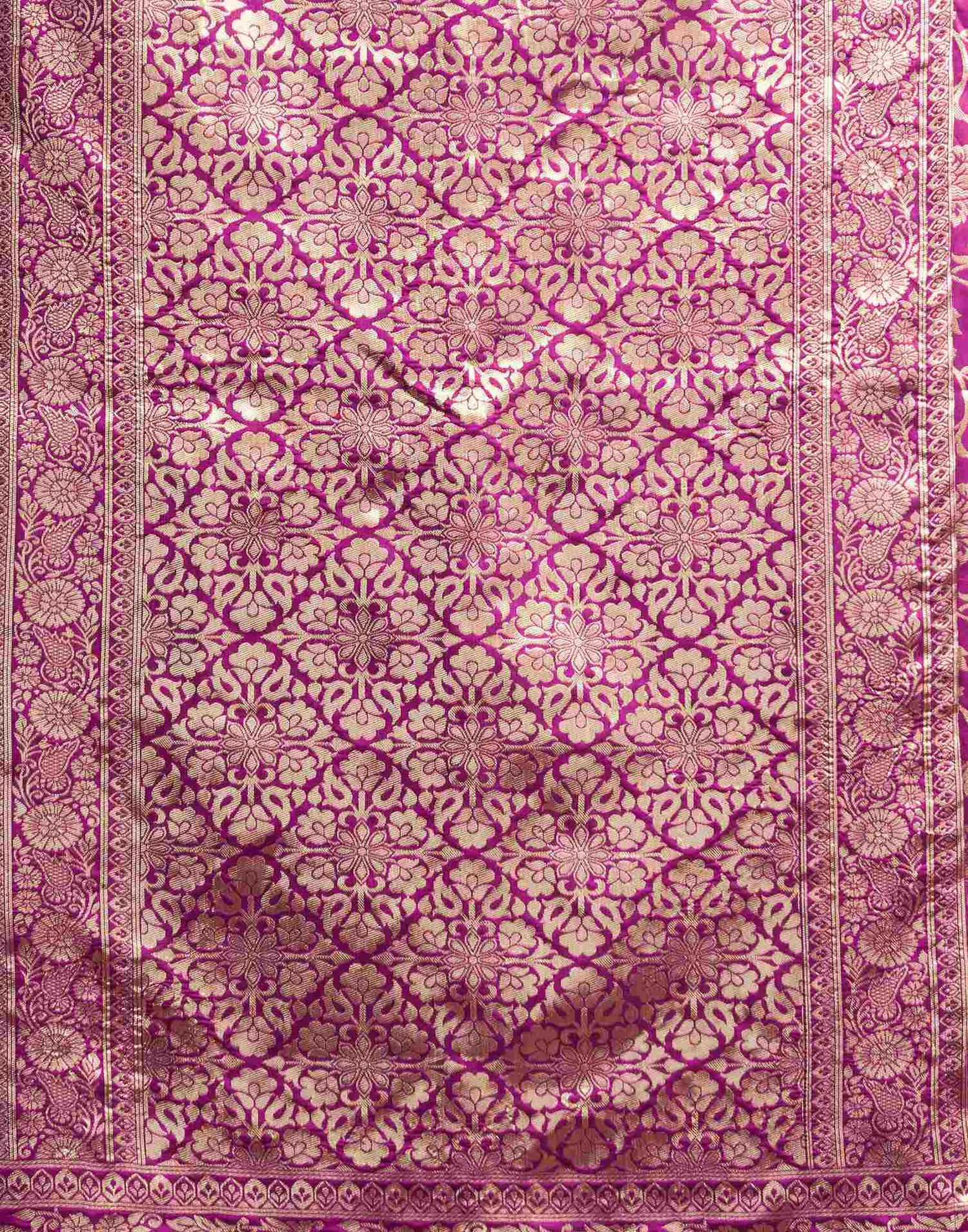 Magenta Silk Woven Banarasi Saree
