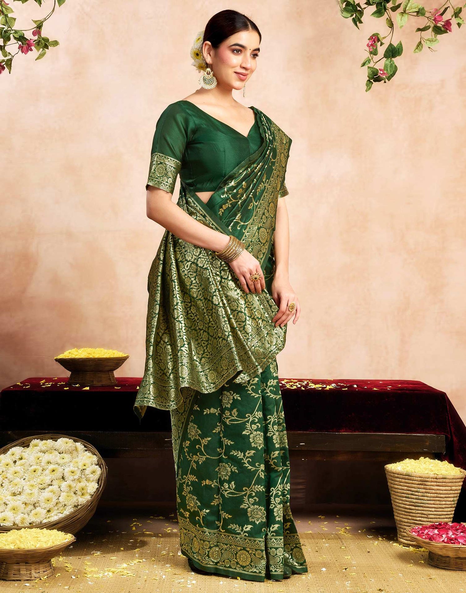 Green Silk Woven Banarasi Saree