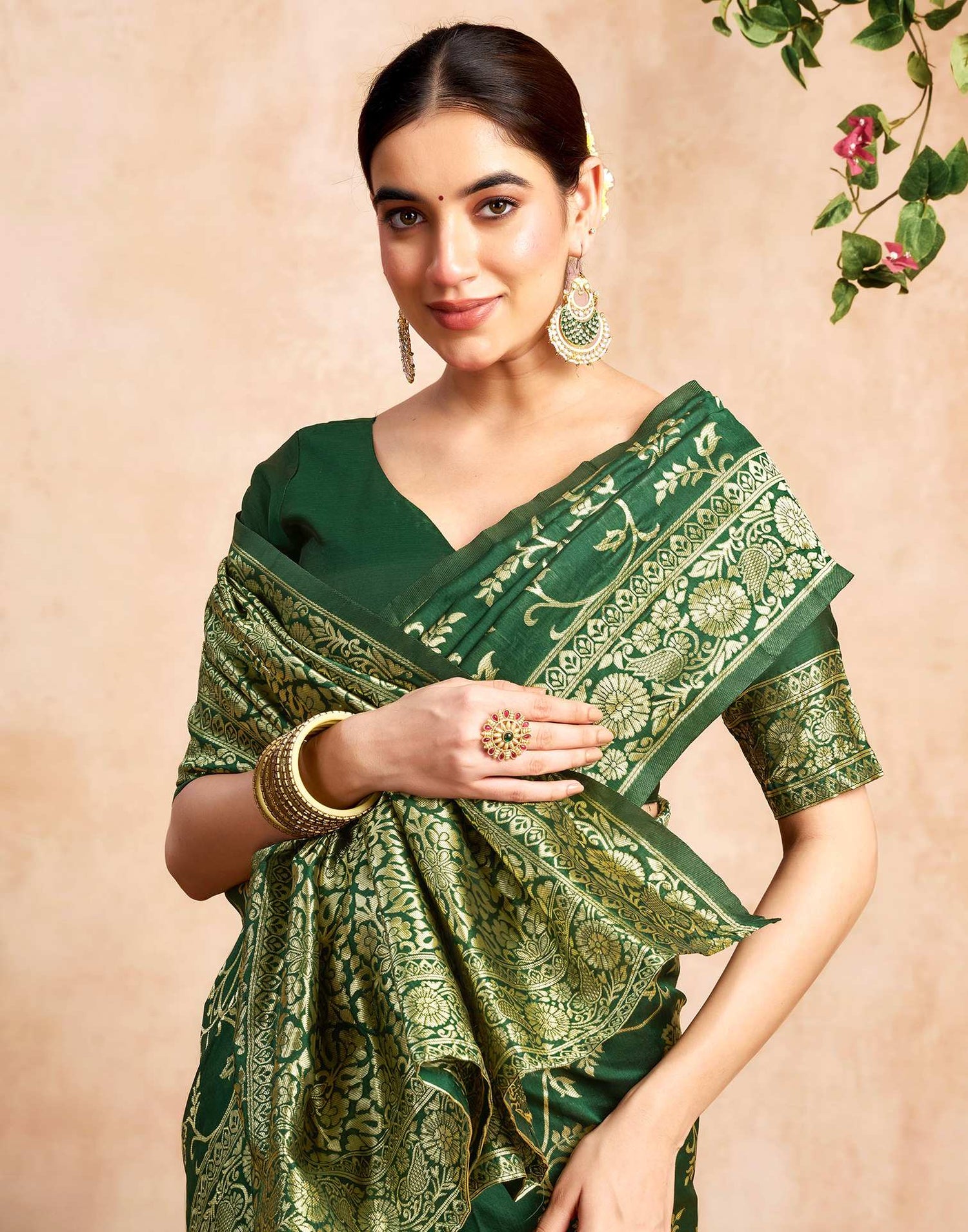 Green Silk Woven Banarasi Saree