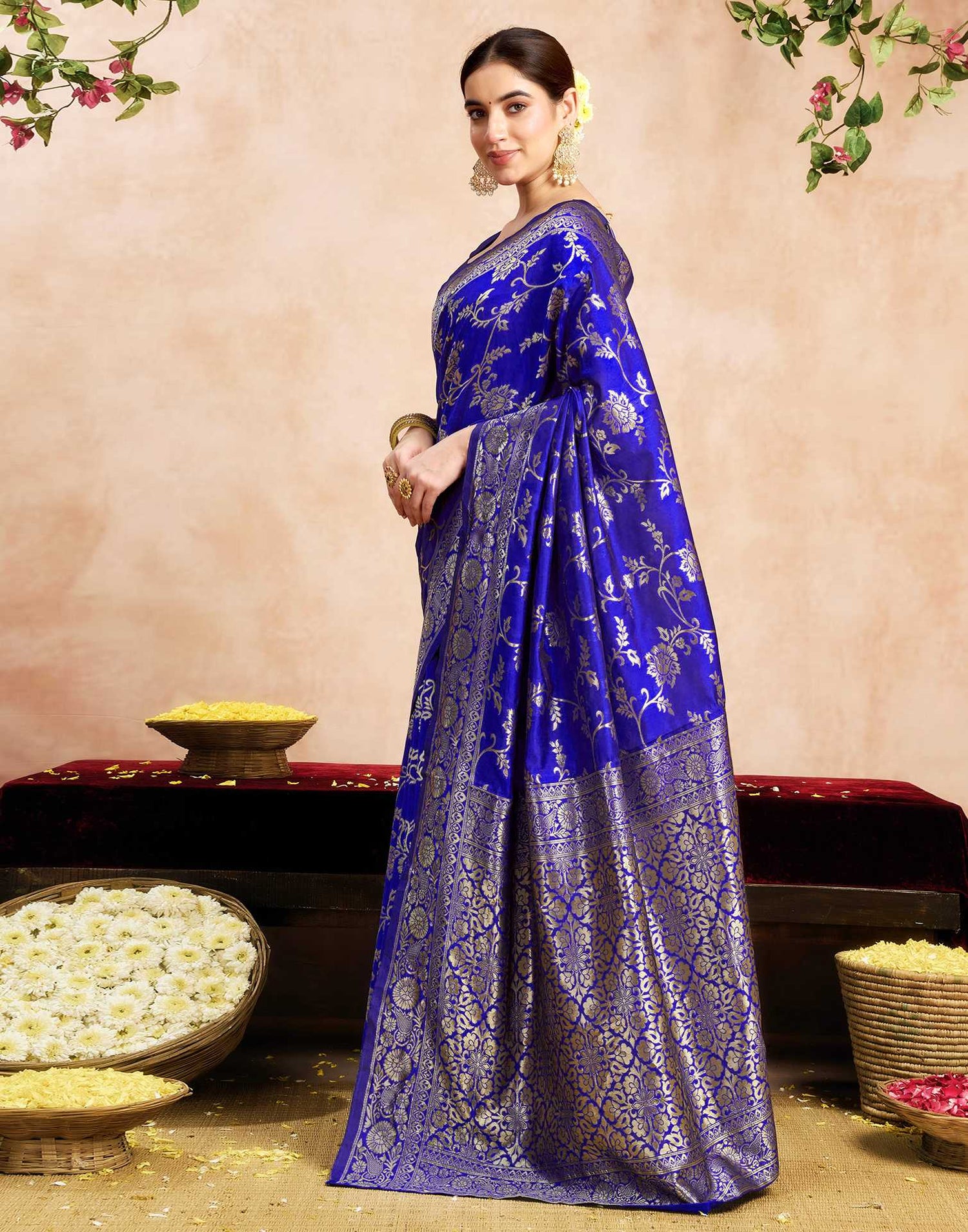 Blue Silk Woven Banarasi Saree