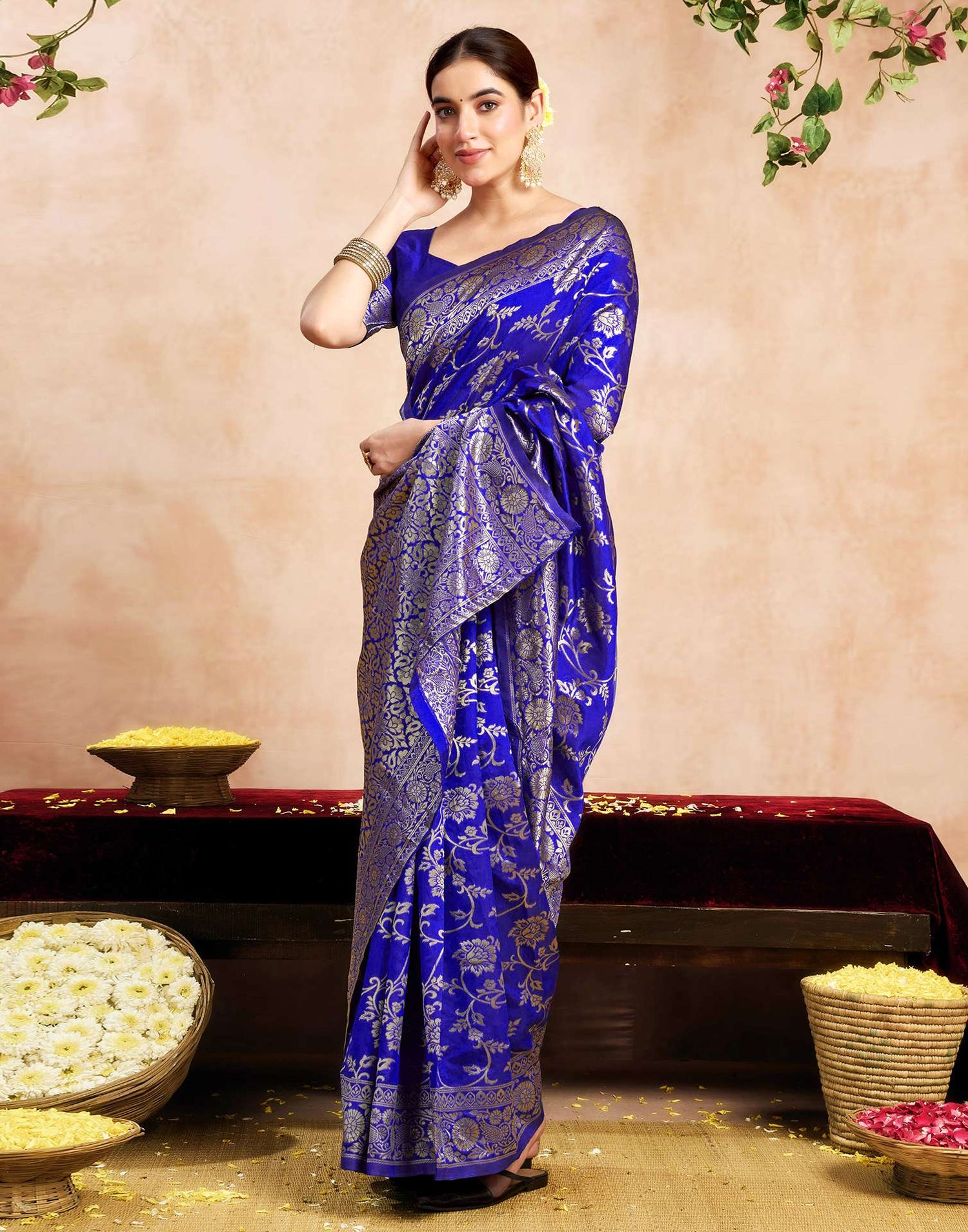 Blue Silk Woven Banarasi Saree