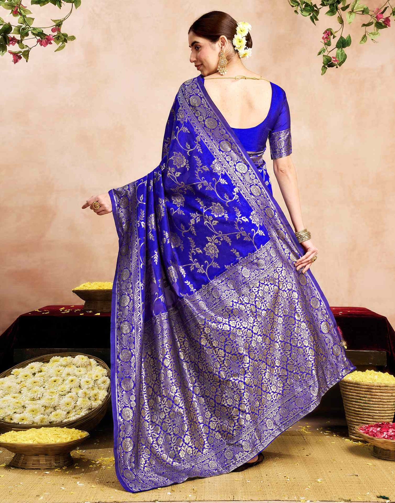 Blue Silk Woven Banarasi Saree
