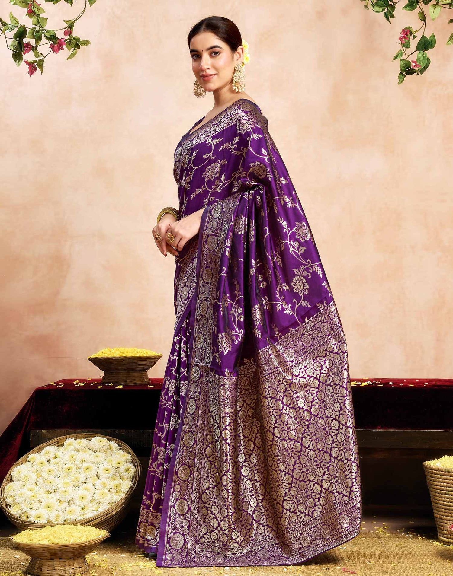 Purple Silk Woven Banarasi Saree