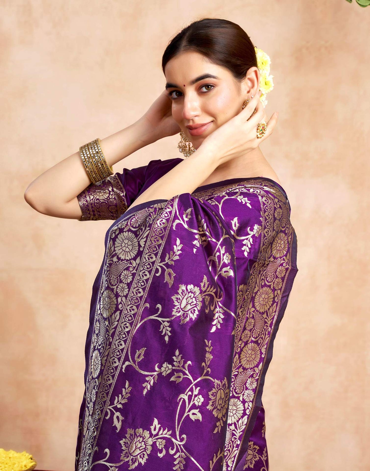 Purple Silk Woven Banarasi Saree