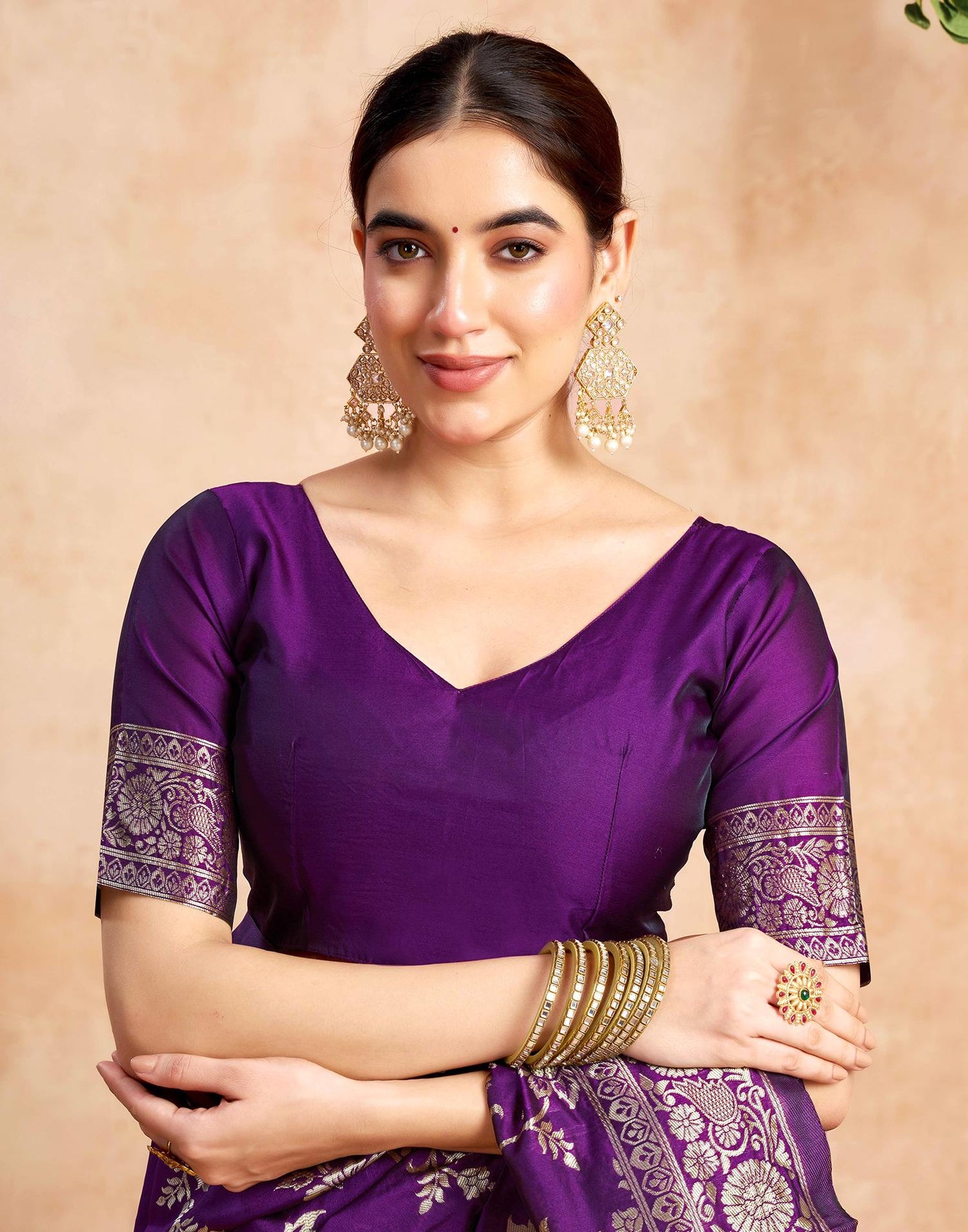 Purple Silk Woven Banarasi Saree