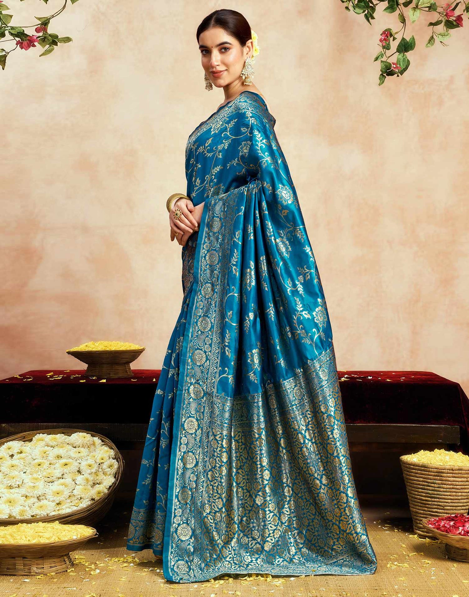 Blue Silk Woven Banarasi Saree