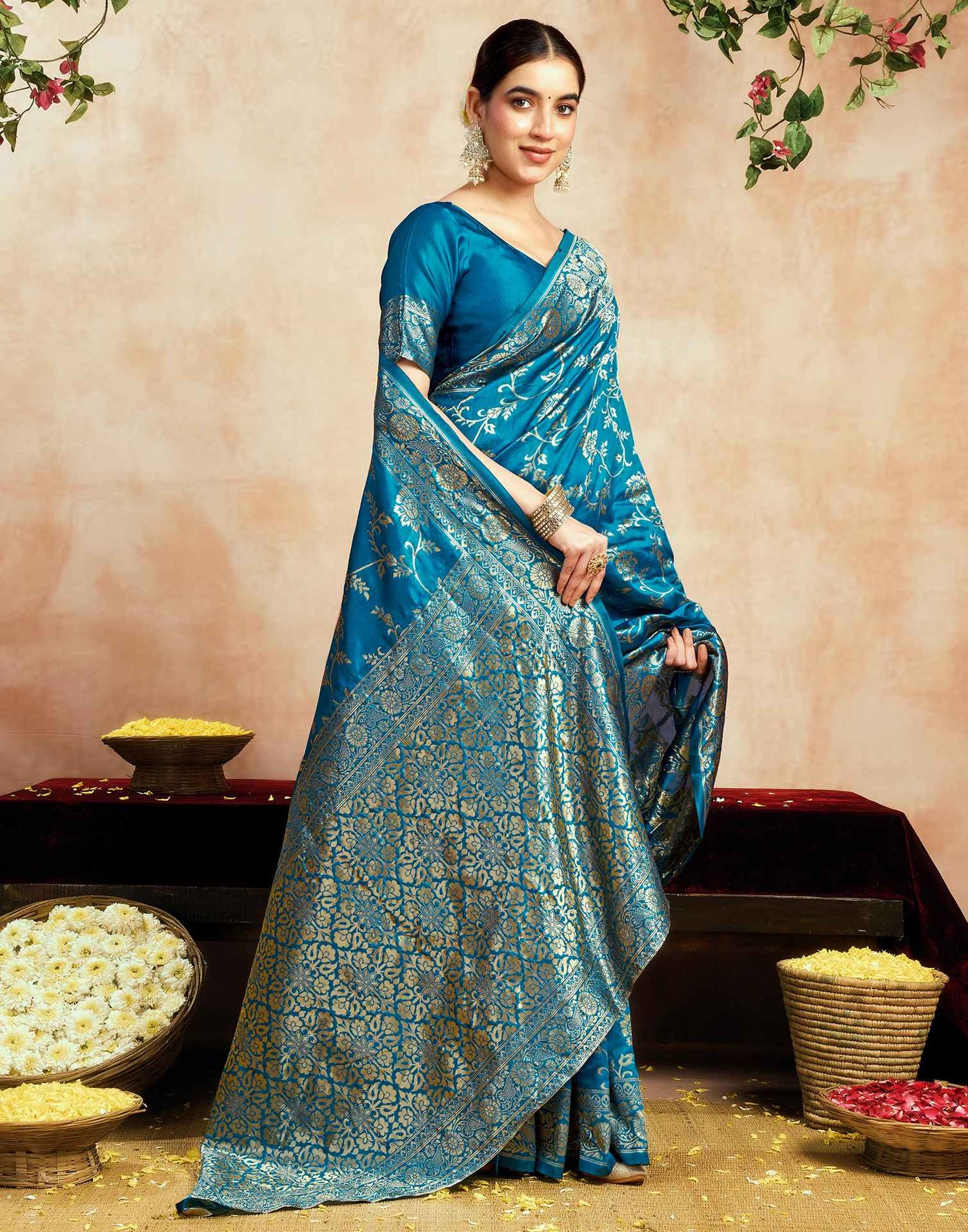 Blue Silk Woven Banarasi Saree