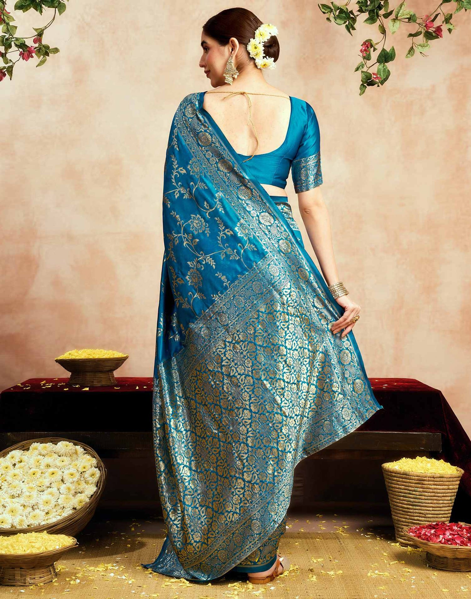 Blue Silk Woven Banarasi Saree