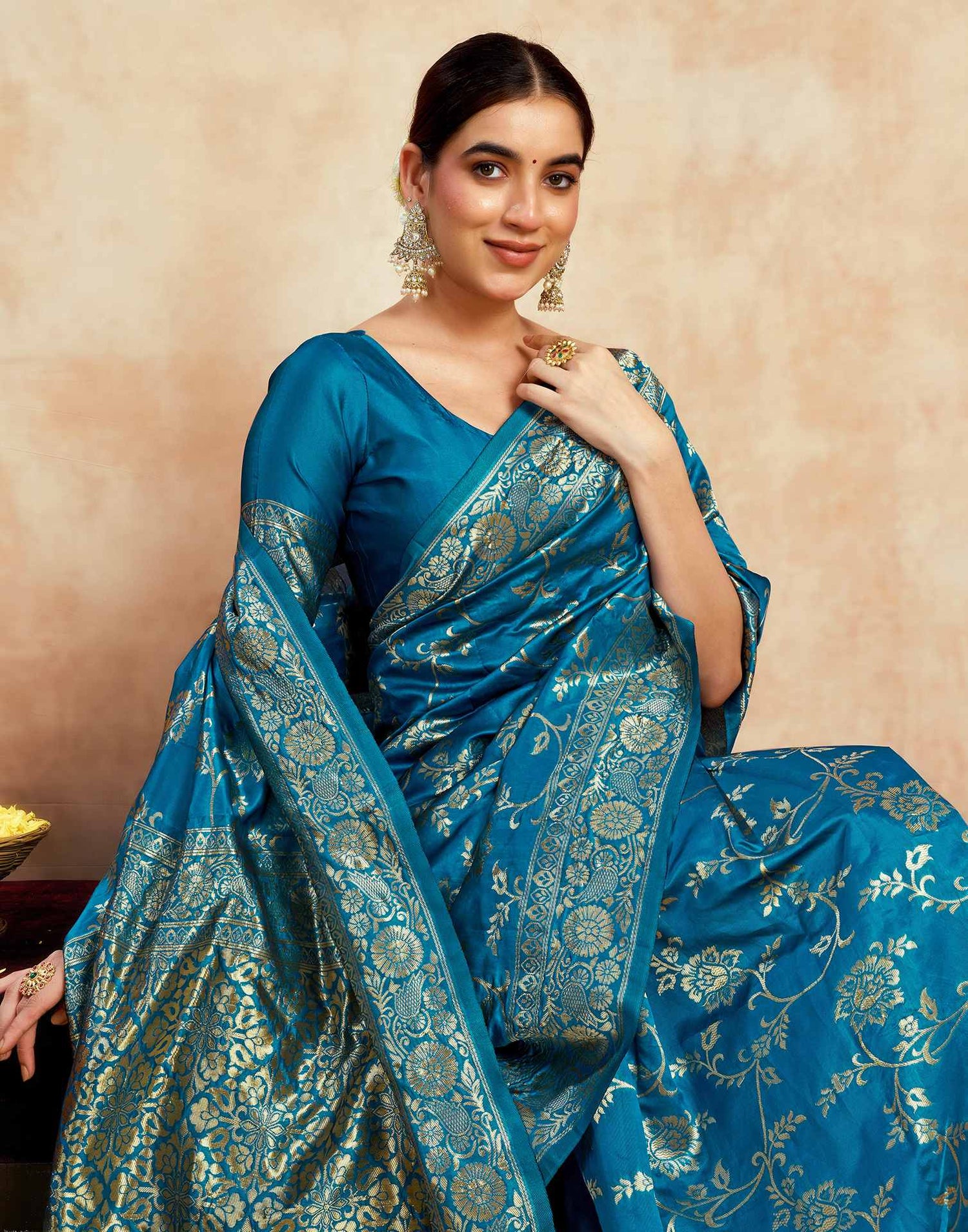 Blue Silk Woven Banarasi Saree