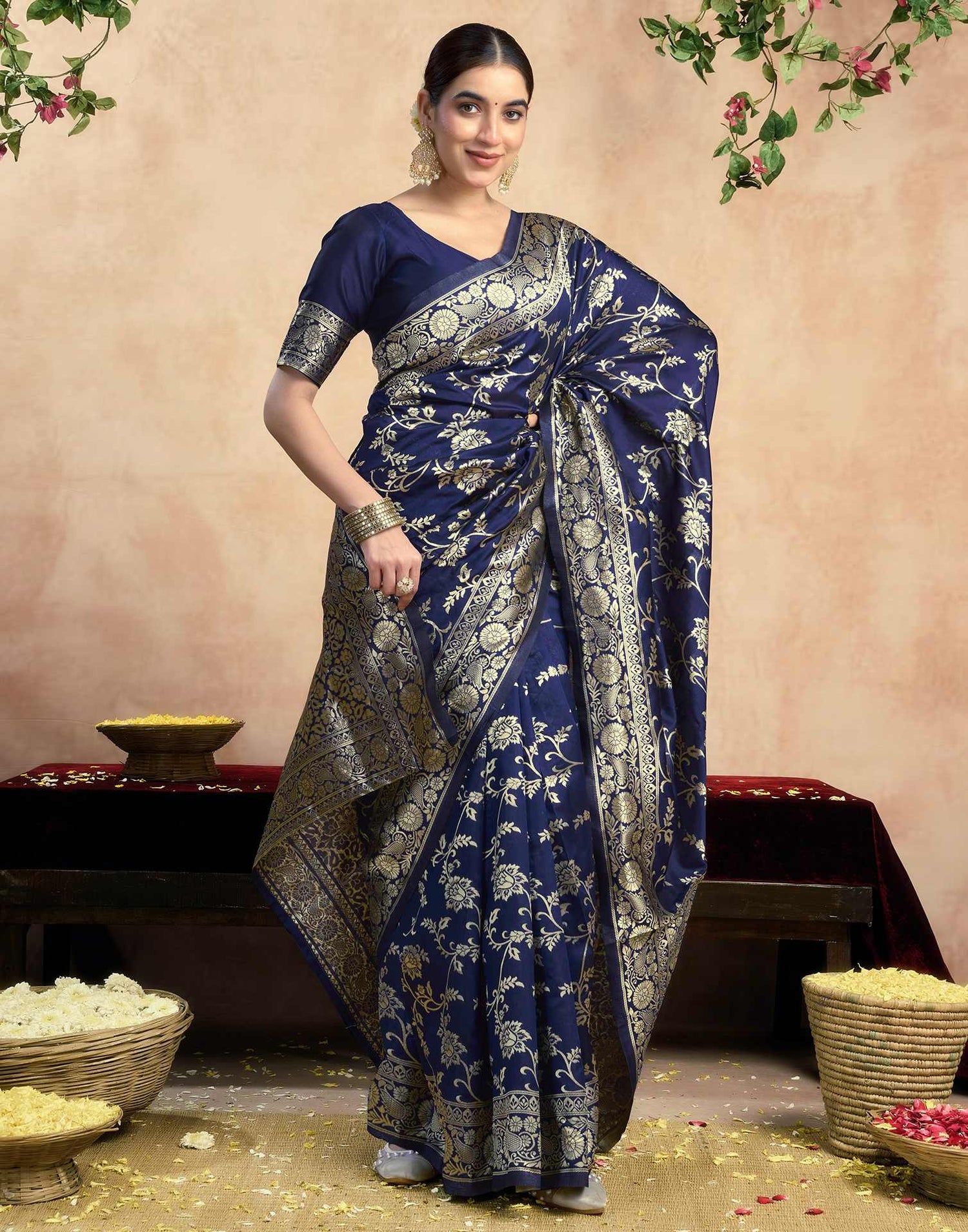 Blue Silk Woven Banarasi Saree