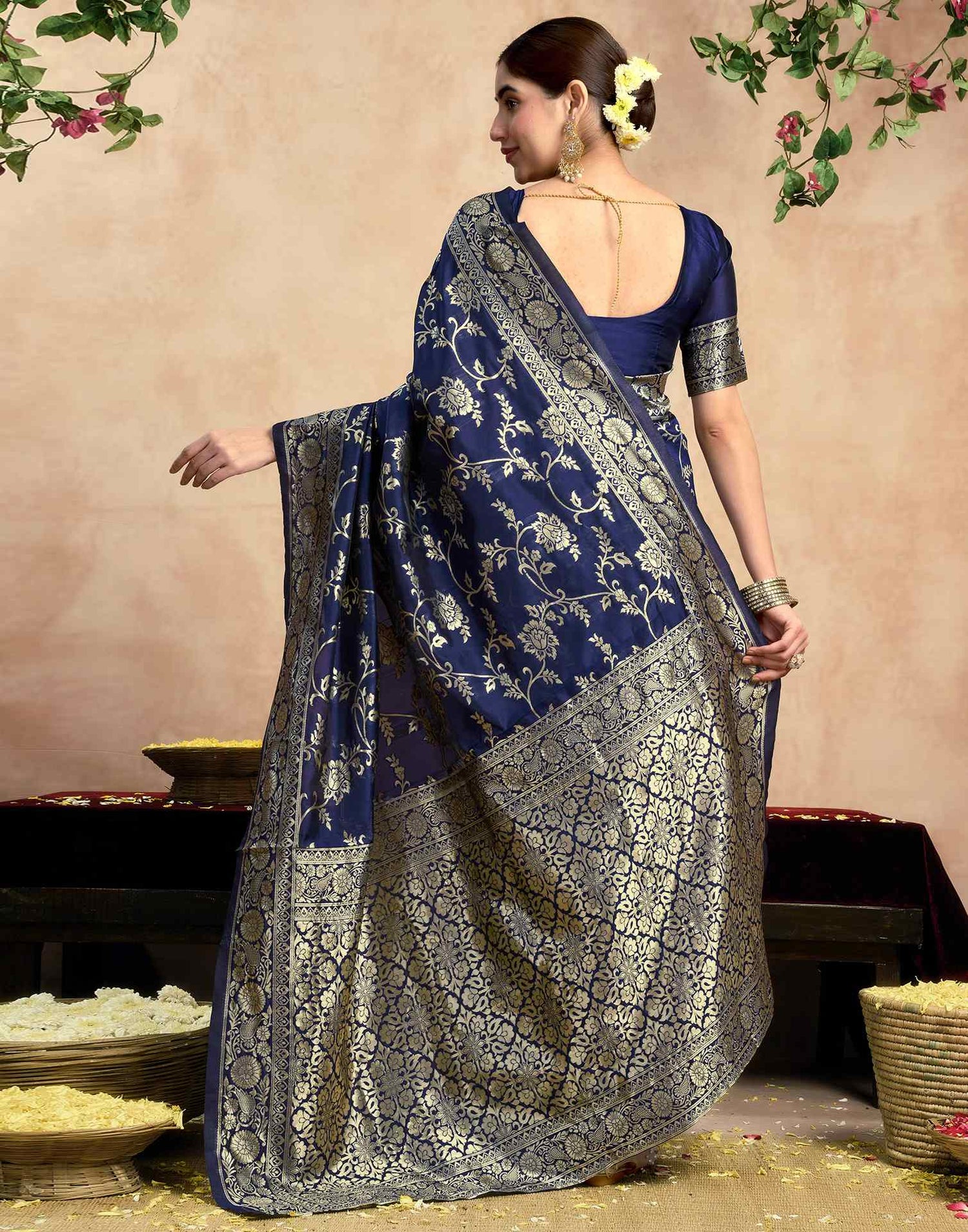 Blue Silk Woven Banarasi Saree