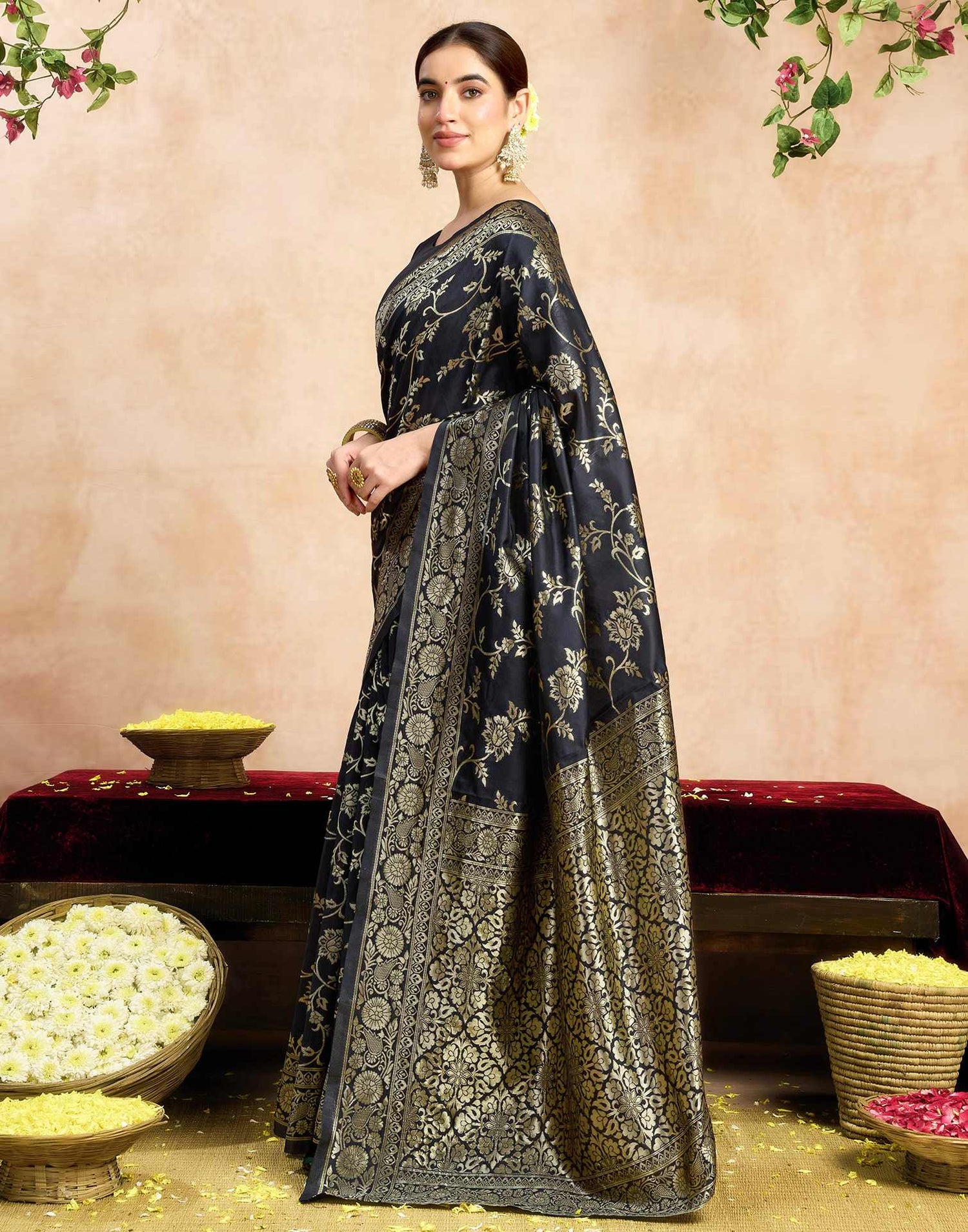 Black Silk Woven Banarasi Saree