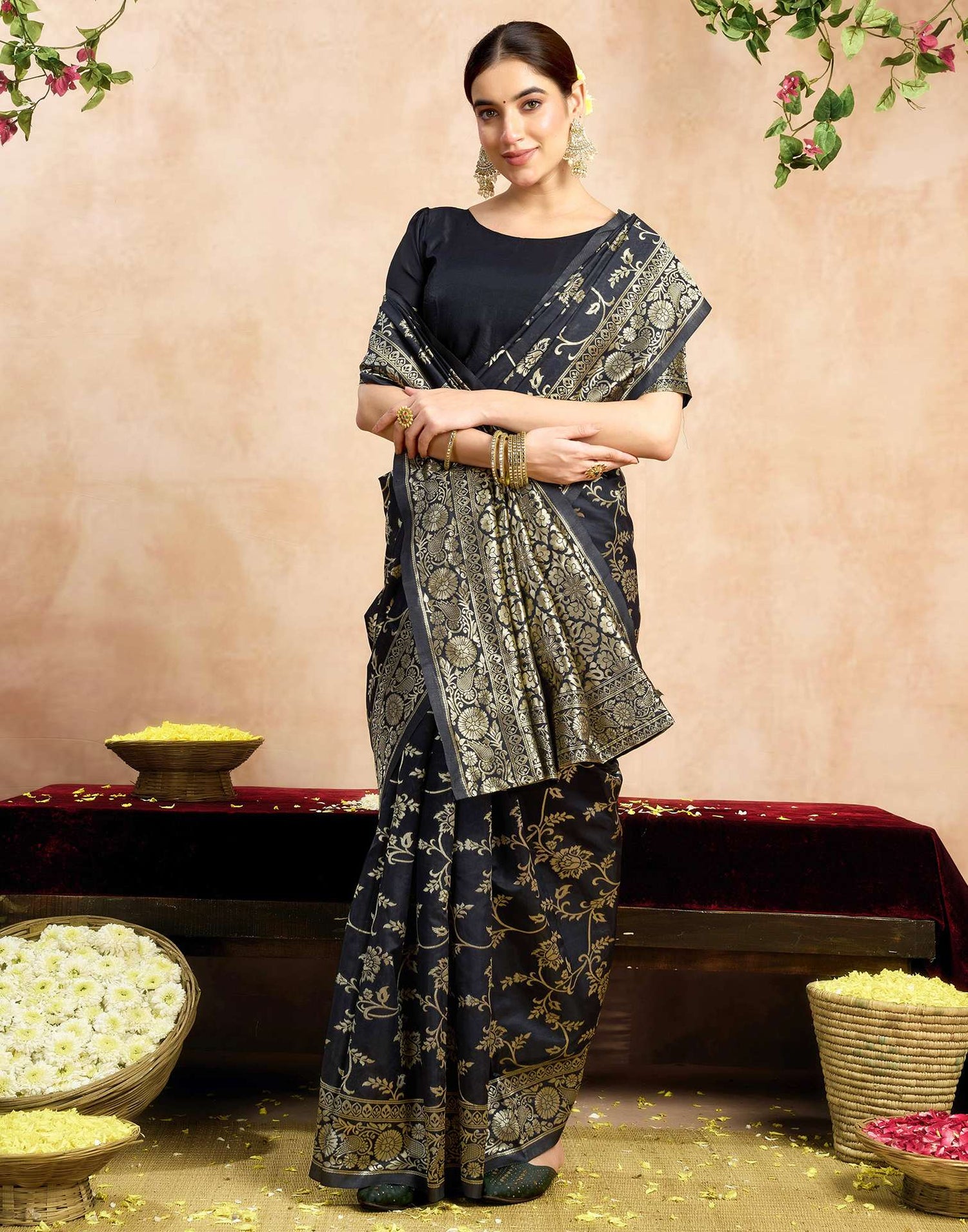 Black Silk Woven Banarasi Saree