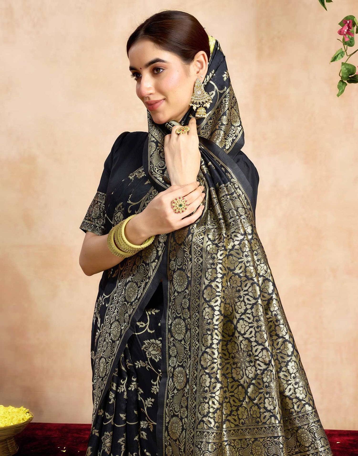 Black Silk Woven Banarasi Saree