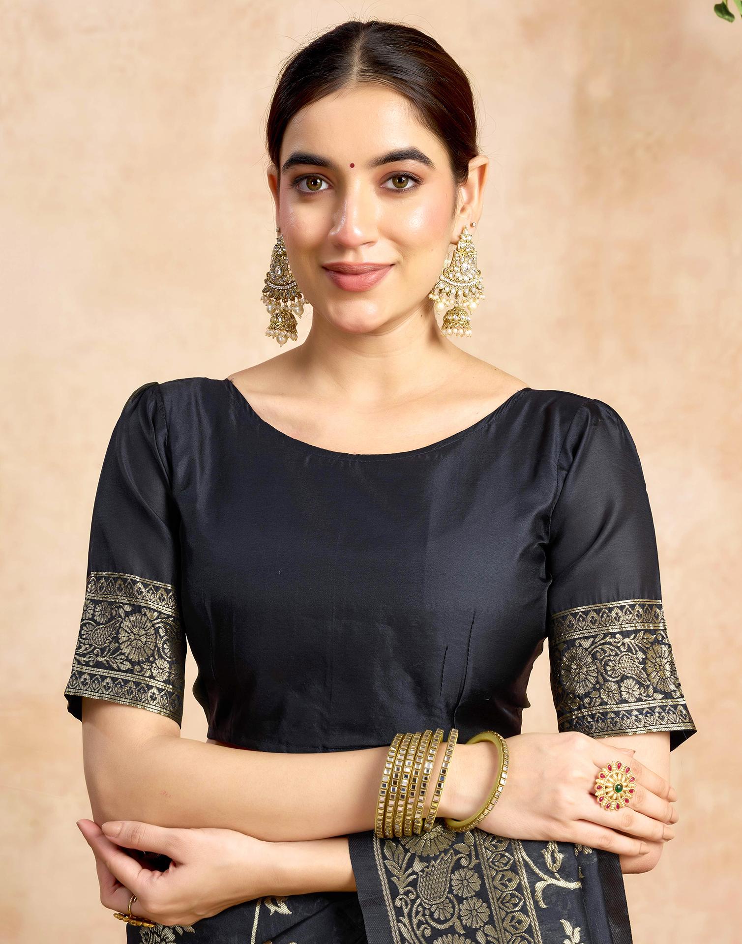 Black Silk Woven Banarasi Saree