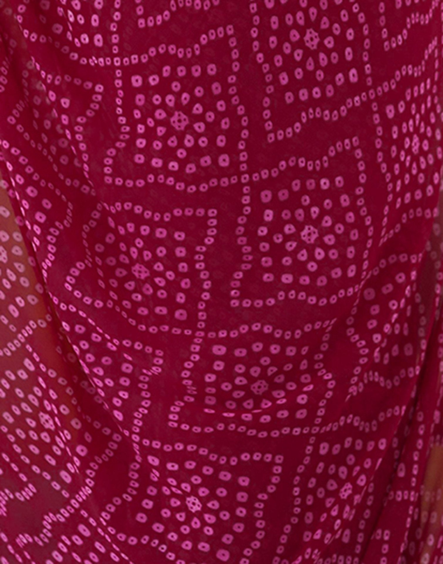 Magenta Georgette Printed Bandhani Saree