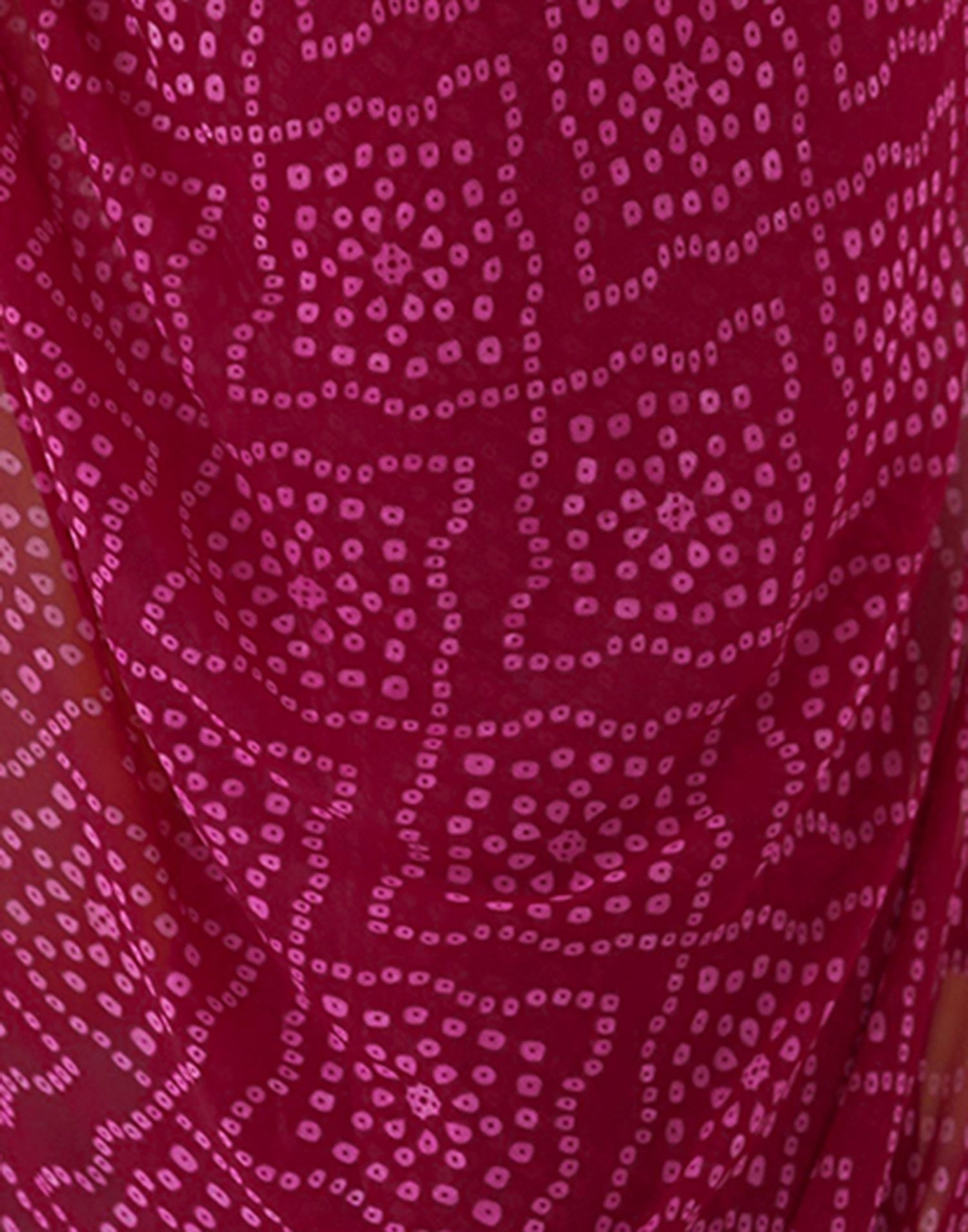 Magenta Georgette Printed Bandhani Saree