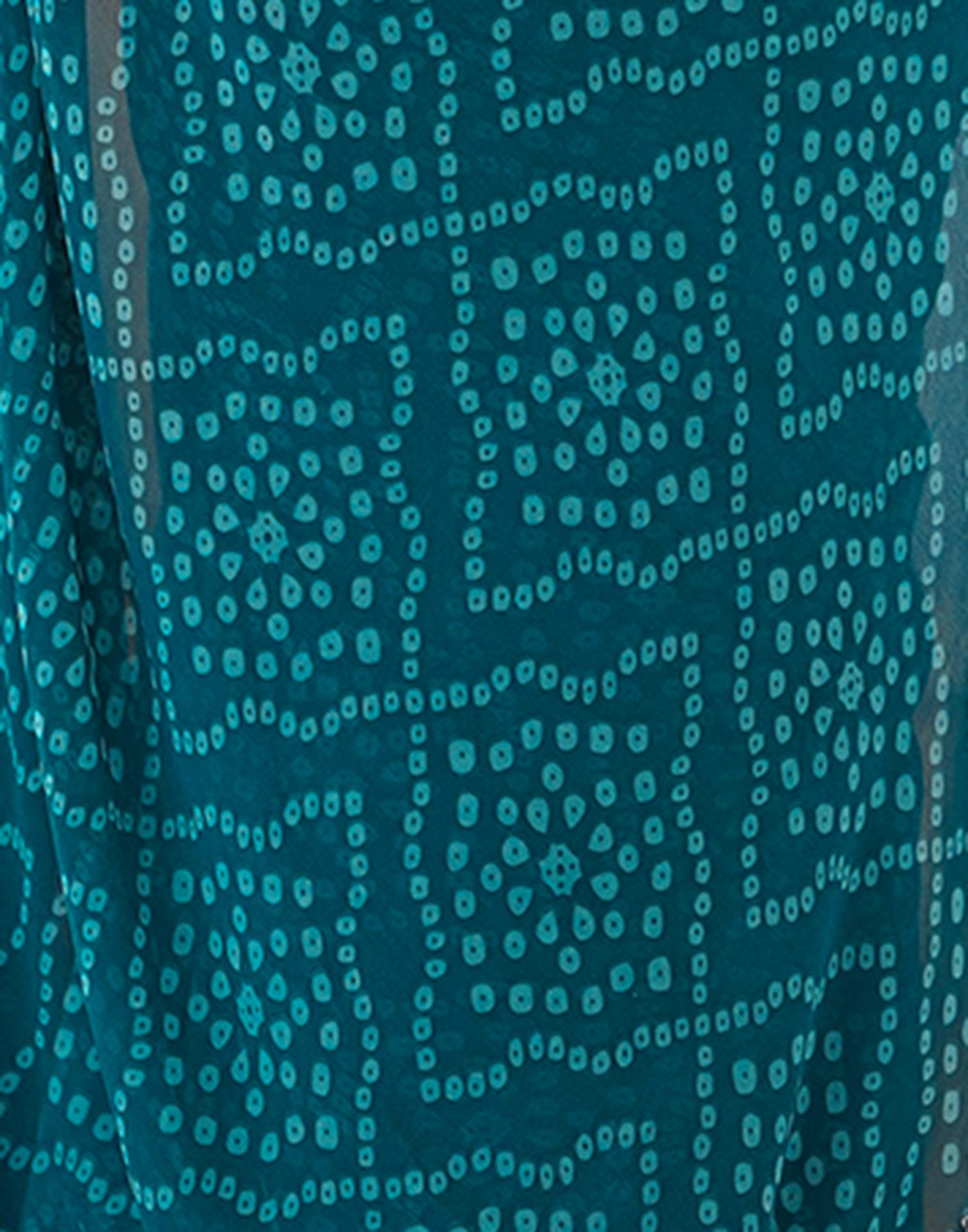 Blue Georgette Printed Bandhani Saree