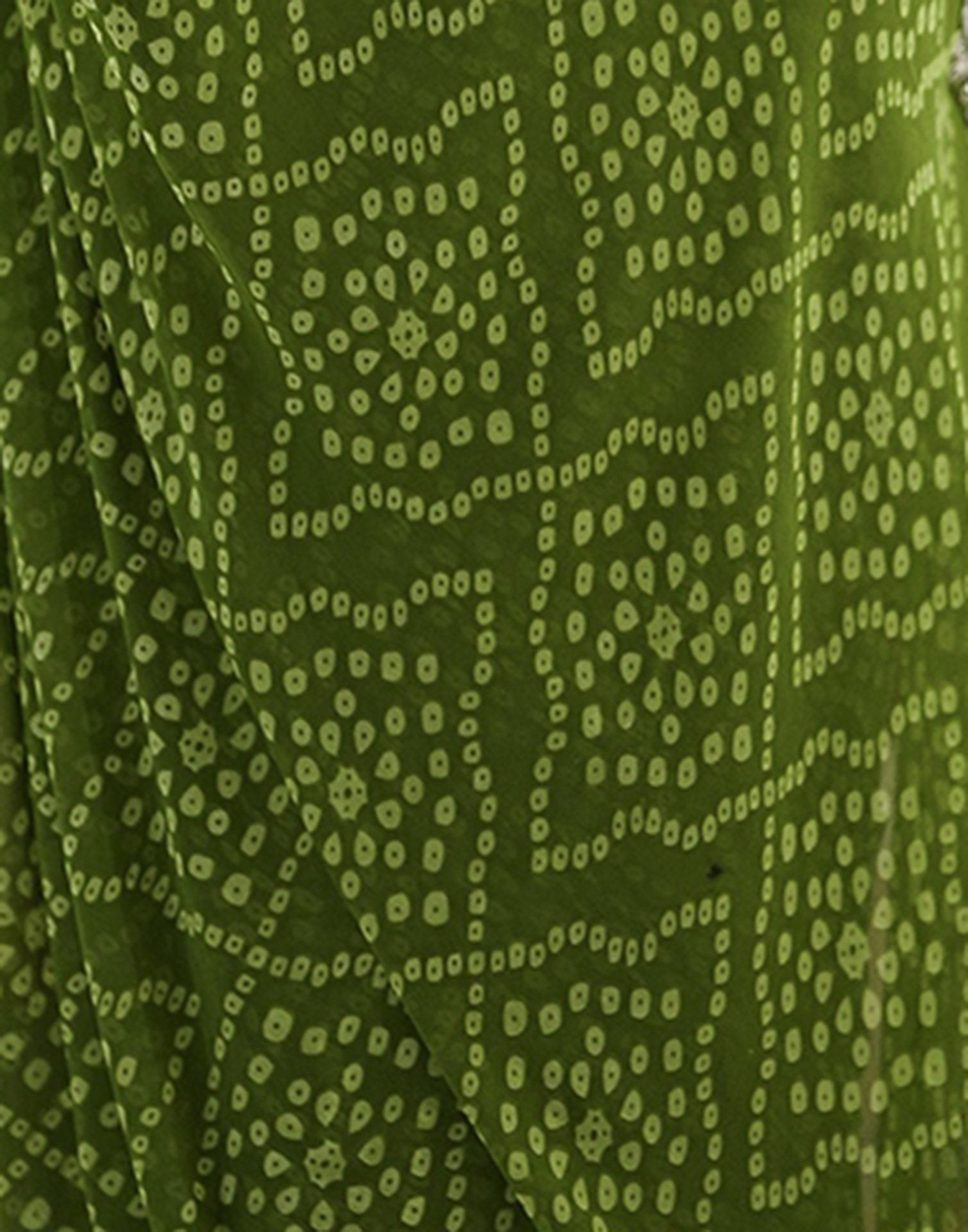 Green Georgette Printed Bandhani Saree